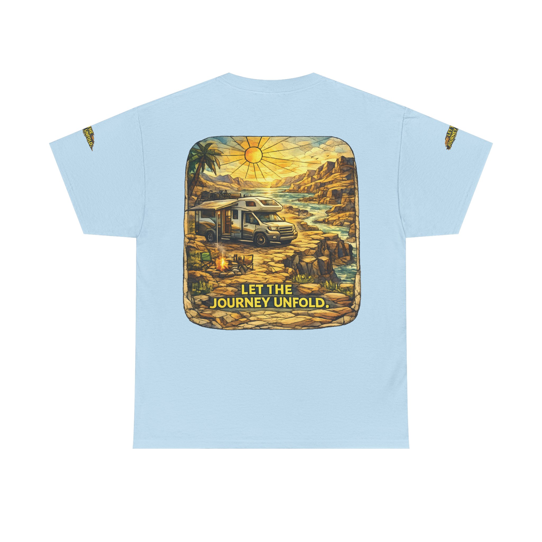 Unisex Heavy Cotton Tee — "Let The Journey Unfold" Design Cubic-Line