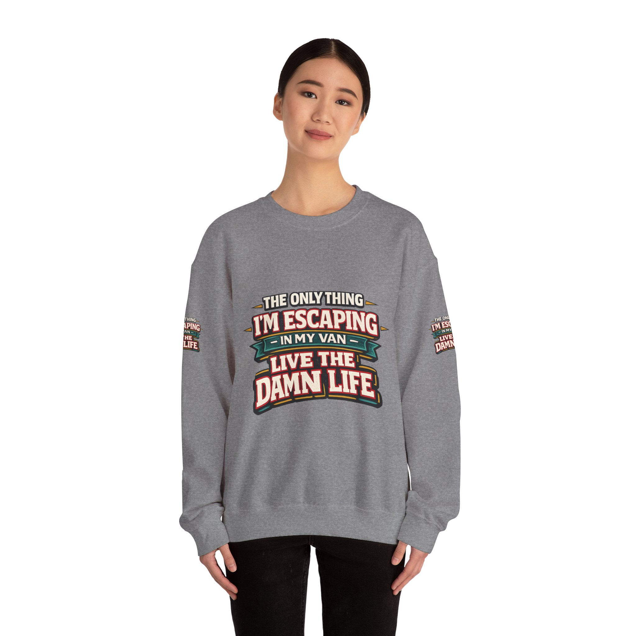 Unisex Heavy Blend™ Crewneck Sweatshirt — "The Only Thing I´m Escaping" Design F**K-Line