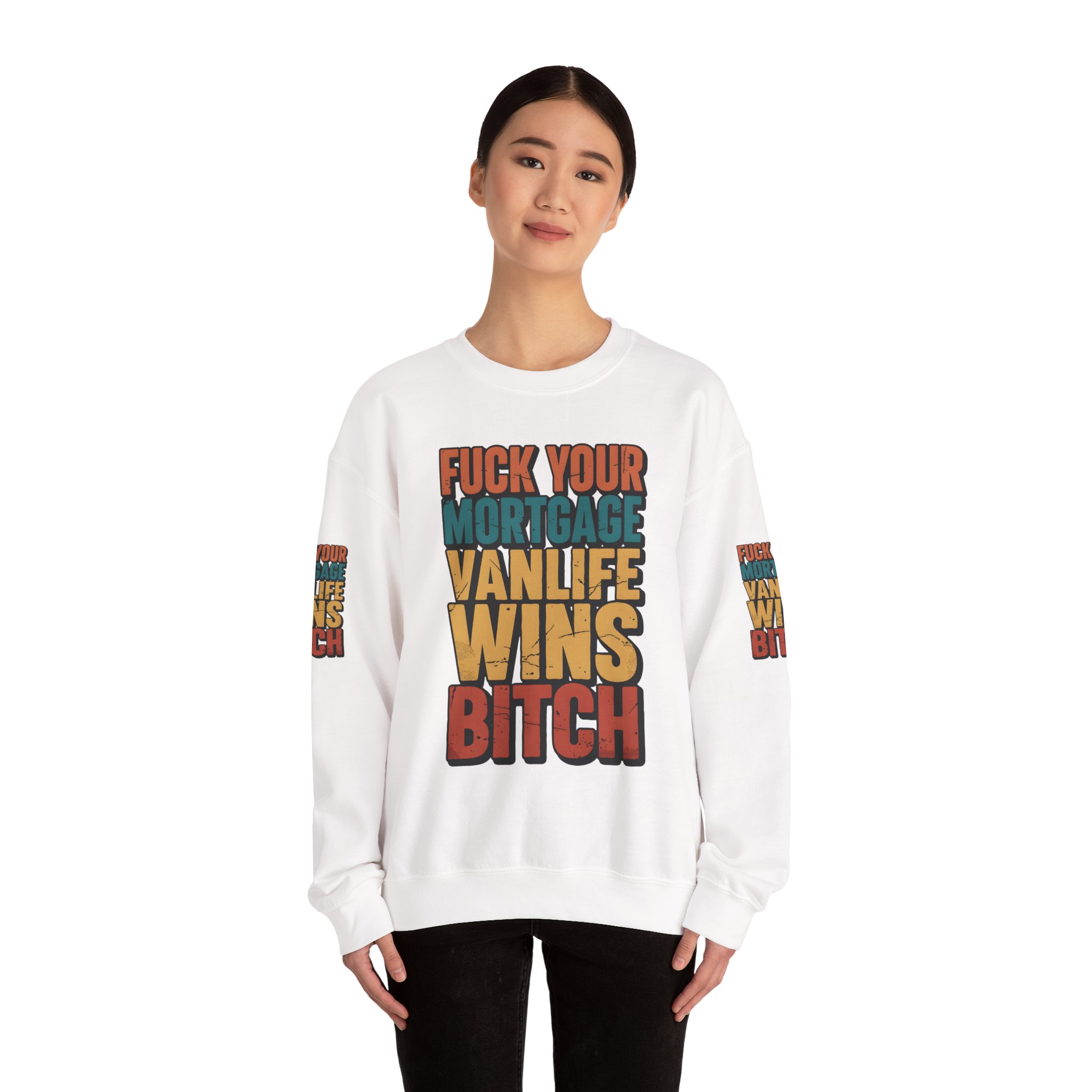 Unisex Heavy Blend™ Crewneck Sweatshirt — "Fuck Your Mortgage" Design F**K-Line