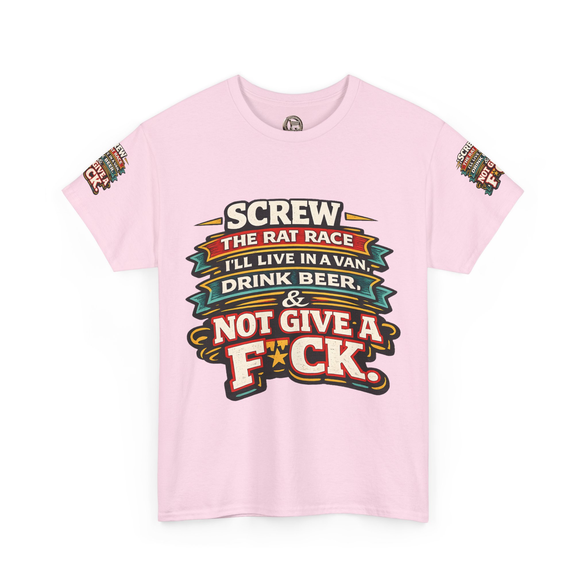 Unisex Heavy Cotton Tee — "Screw The Rat Race" Design F**K-Line