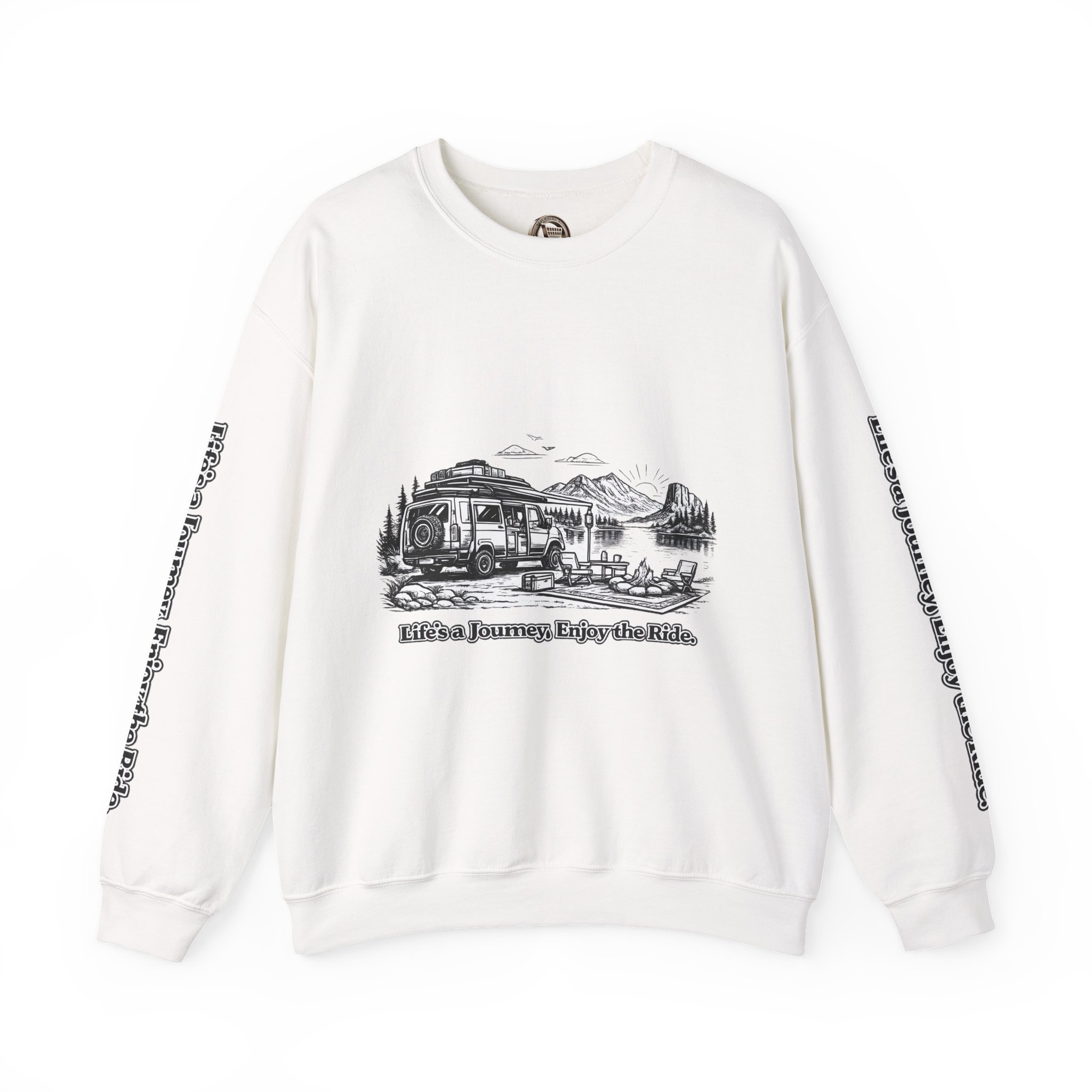 Unisex Heavy Blend™ Crewneck Sweatshirt — "Lifes A Journey,Enjoy The Ride" Design Minimal-Line