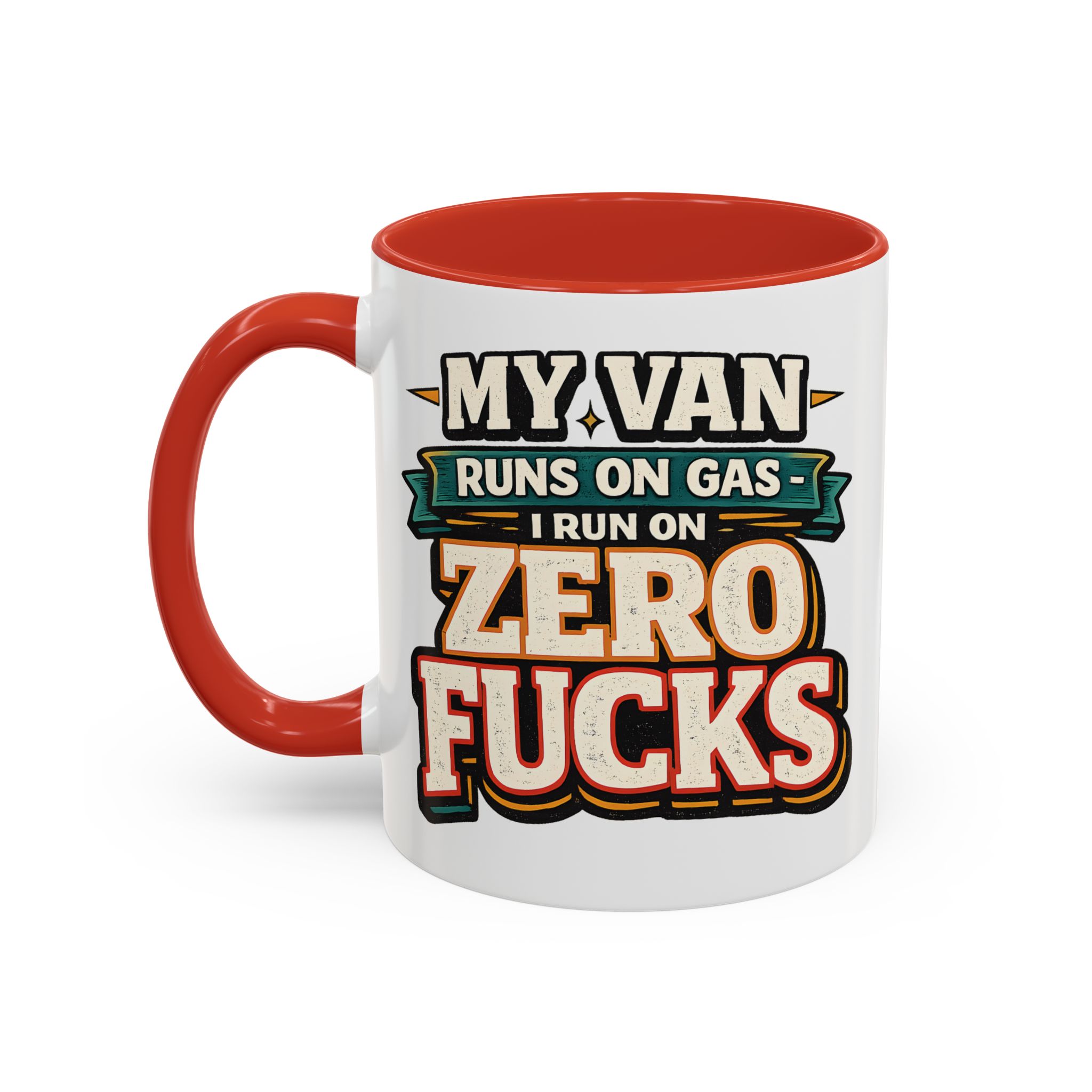 Accent Coffee Mug (11, 15oz) — "My Van Runs On Gas" Design F**K-Line