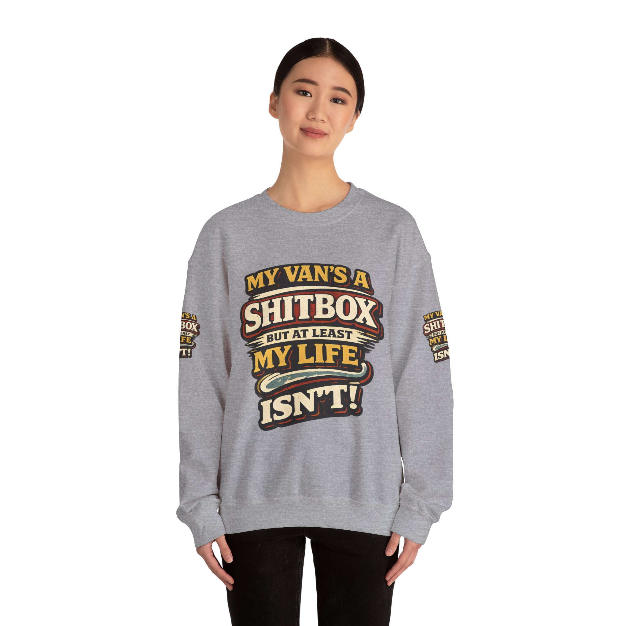 11265047516693758635_2048.jpeg Unisex Heavy Blend™ Crewneck Sweatshirt — "My Van`s A Shitbox" Design F**K-Line
