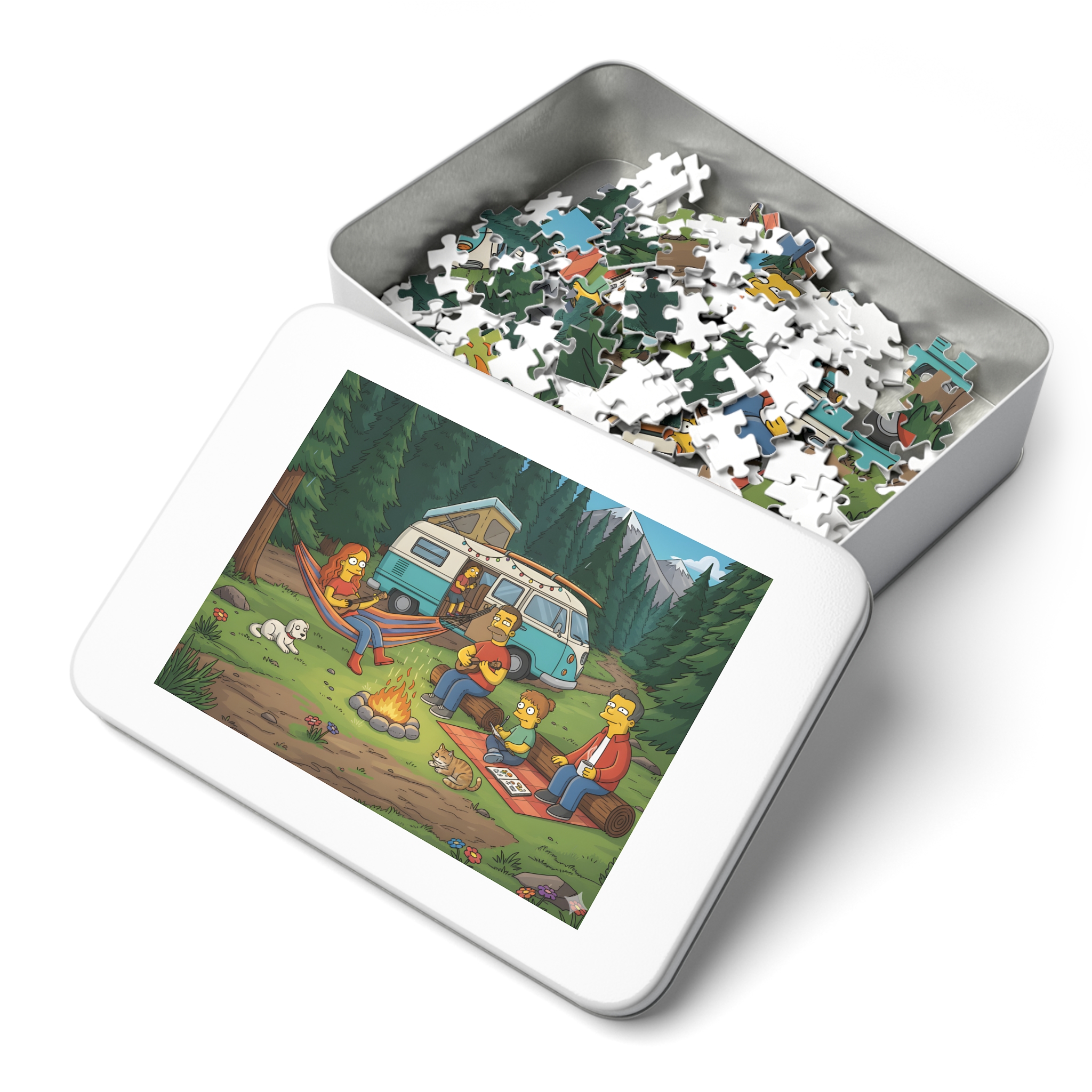 Jigsaw Puzzle with Tin — Scenic Campervan Campfire