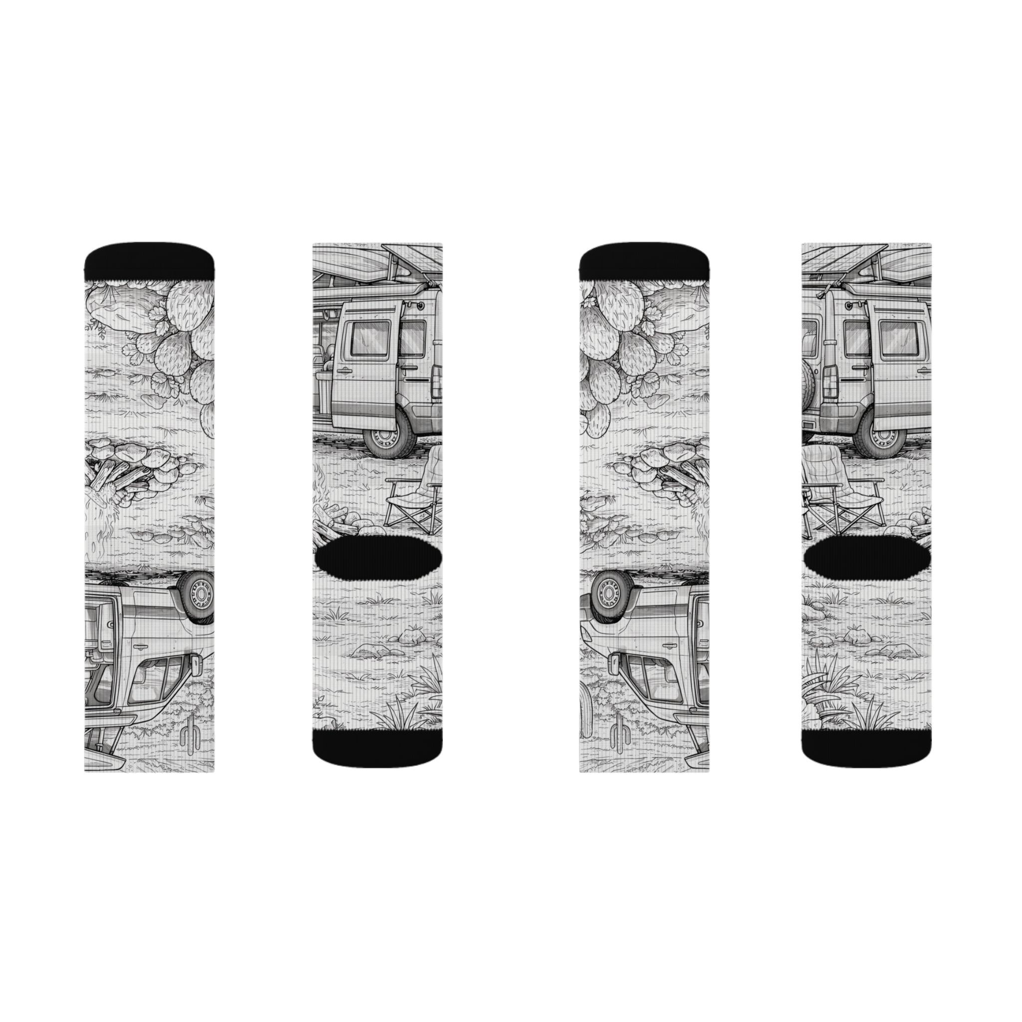 Sublimation Socks — Retro Camper Roadtrip Crew Socks