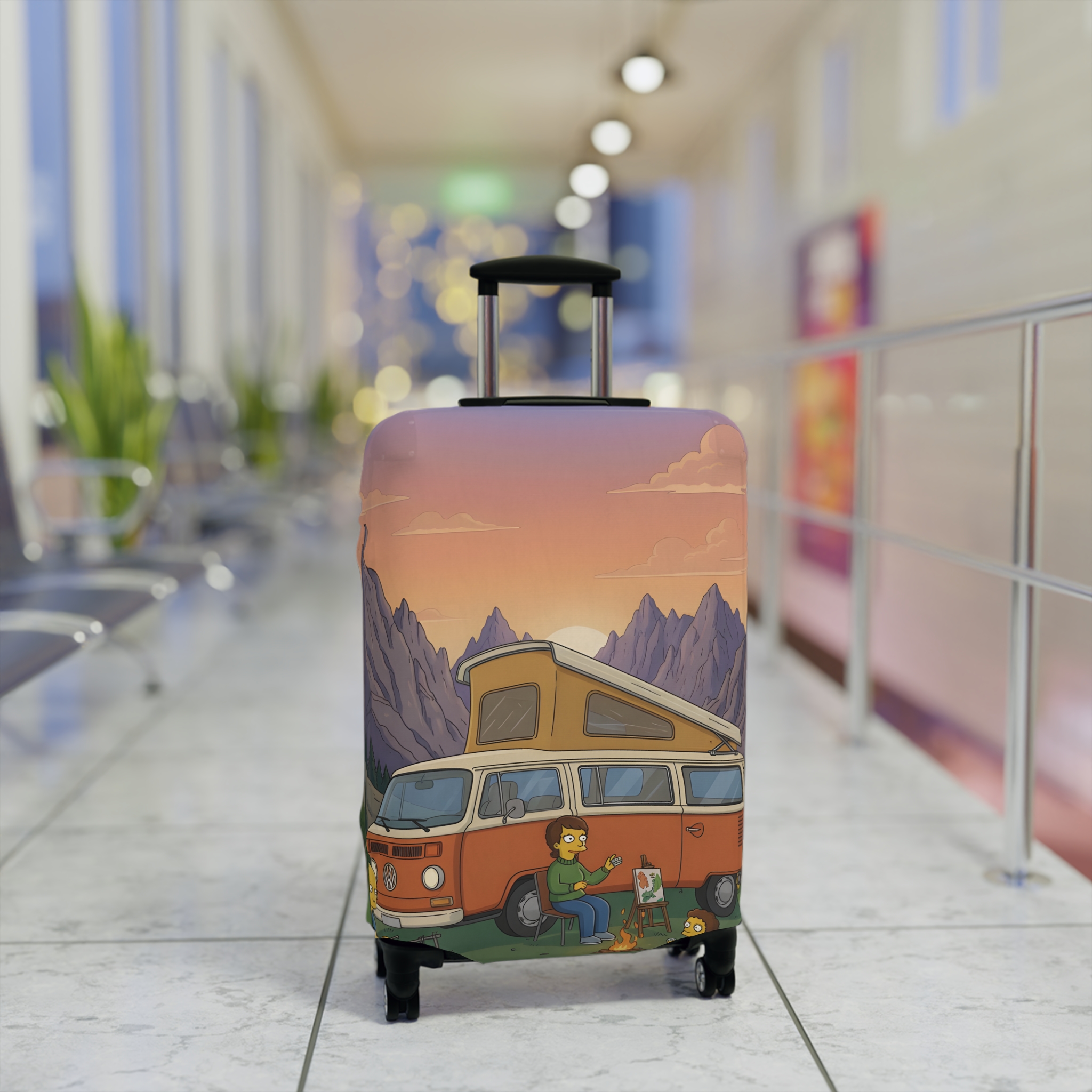 11271847299623522513_2048.jpeg Luggage Cover — Adventure Camper Sketch Travel Suitcase(Design Sitcom-Line)