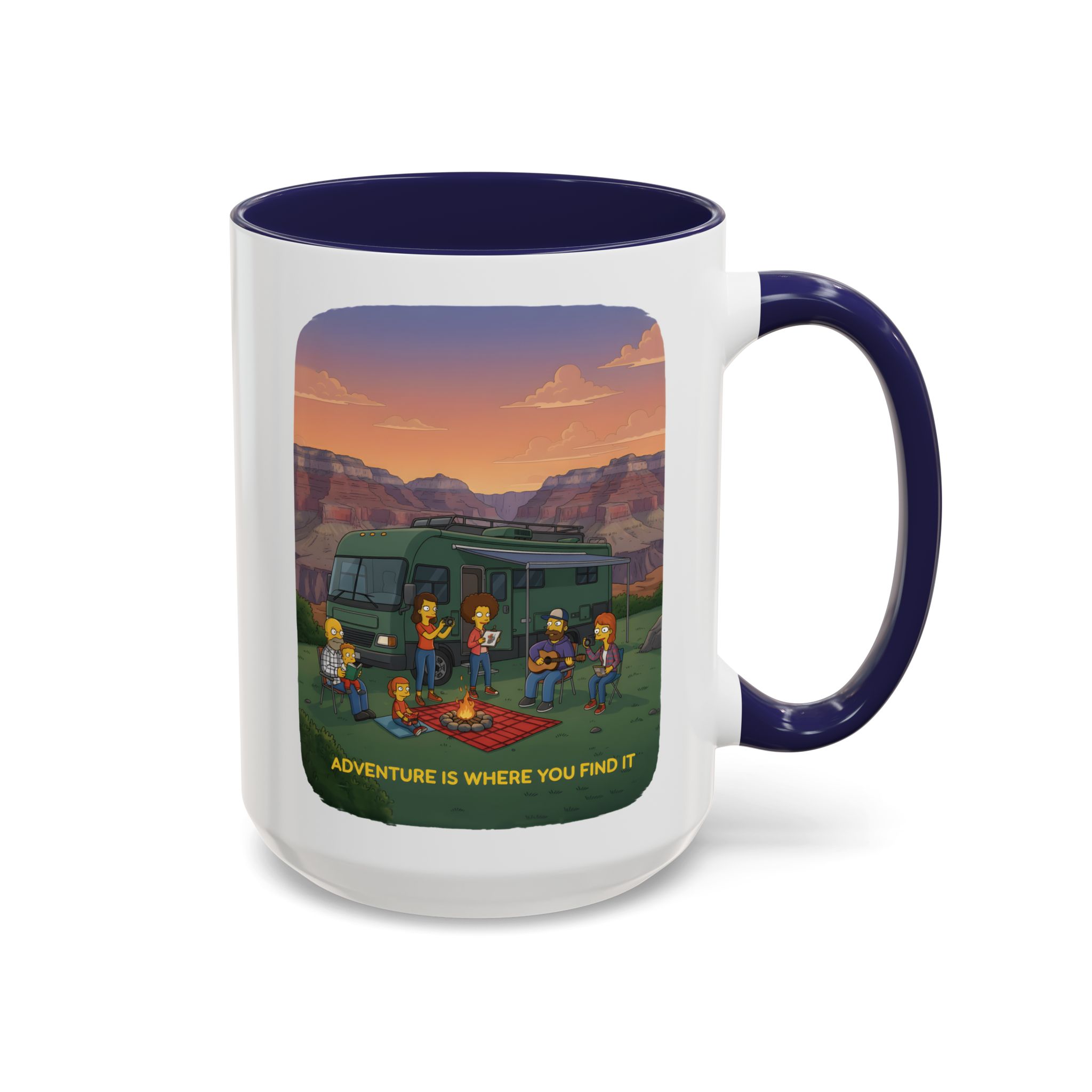 Accent Coffee Mug (11, 15oz) — "Adventure Is Where You Find It" Design Sitcom-Line