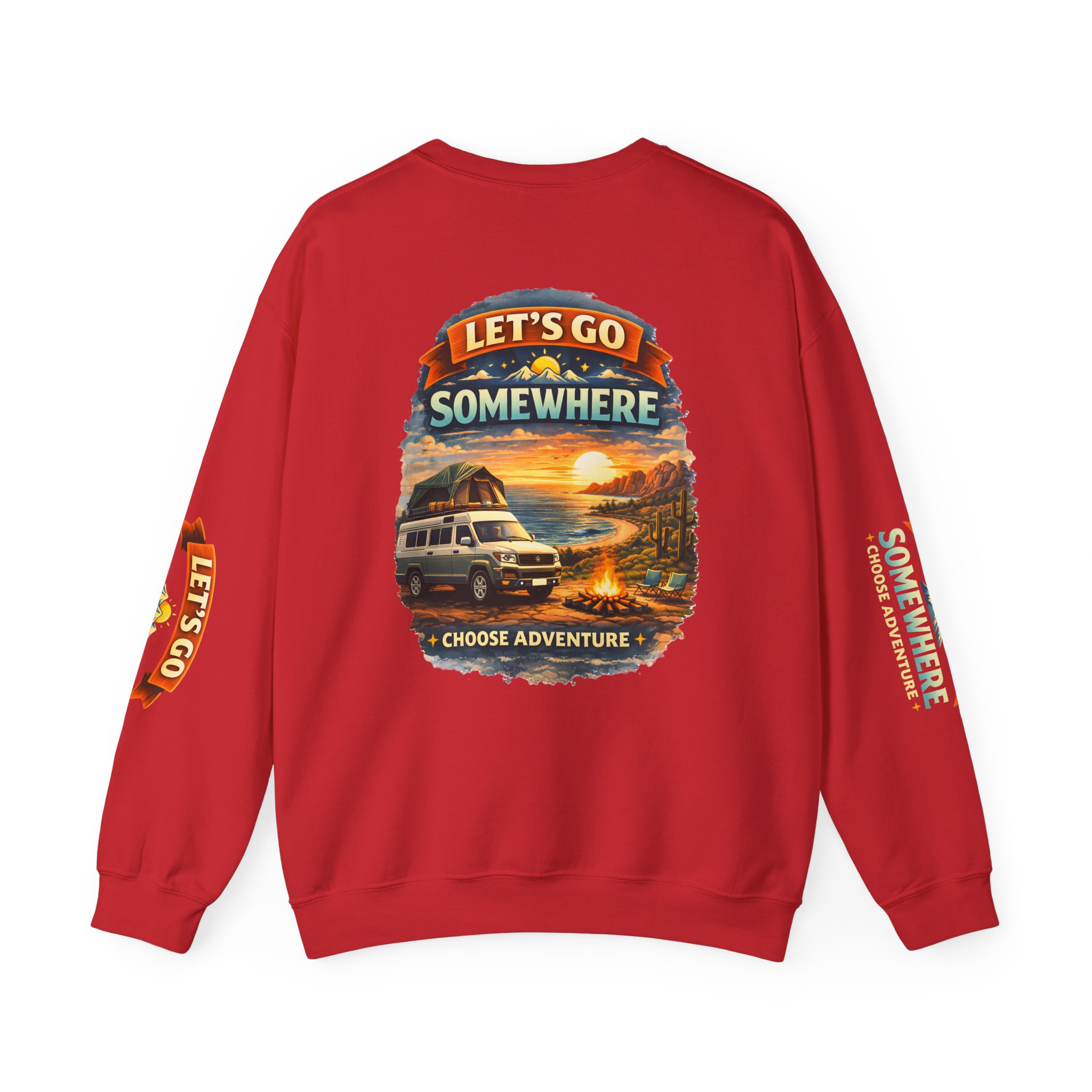 Unisex Heavy Blend™ Crewneck Sweatshirt — "Lets Go Somewhere" Design Scenic-Line
