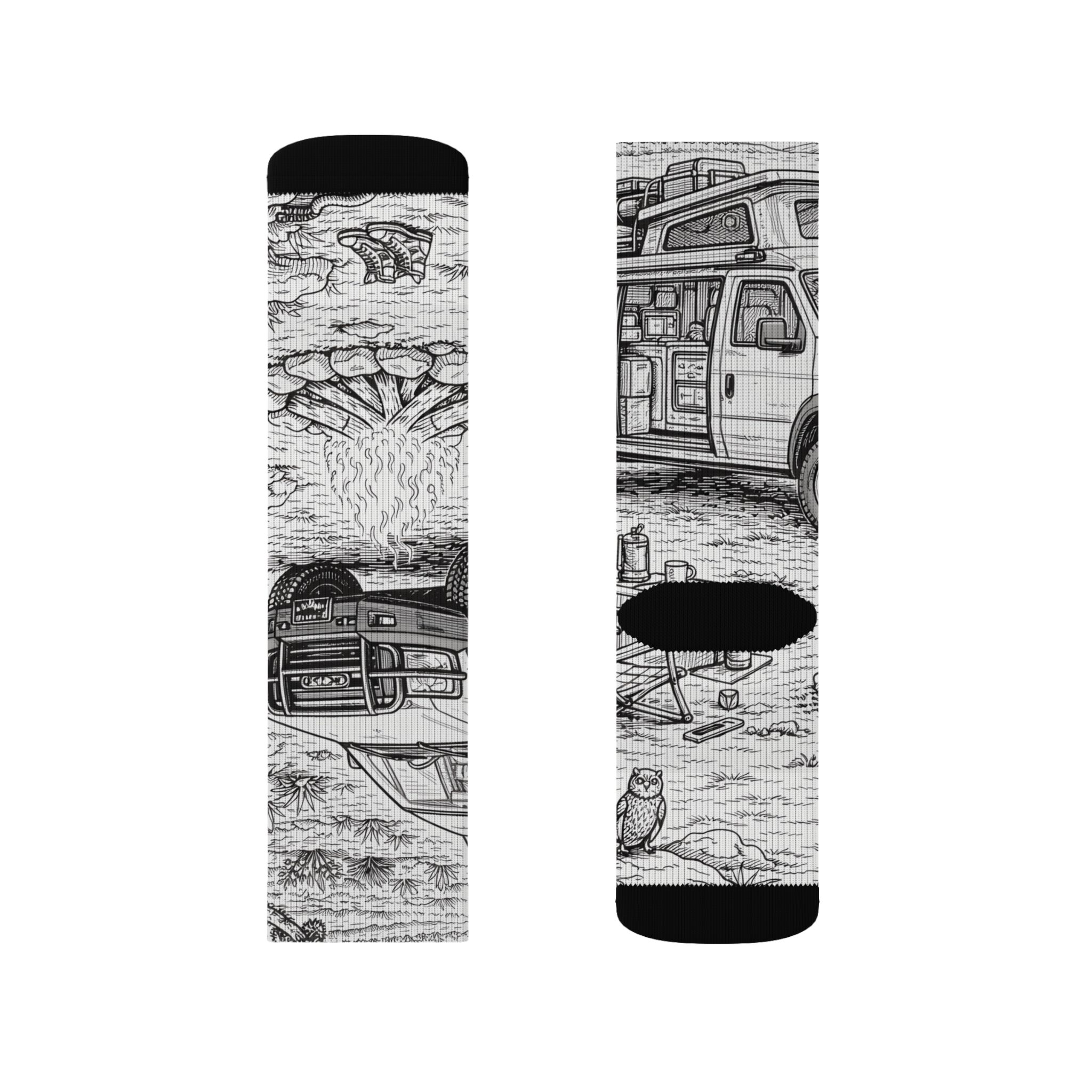 Sublimation Socks — Retro Camper Roadtrip Crew Socks