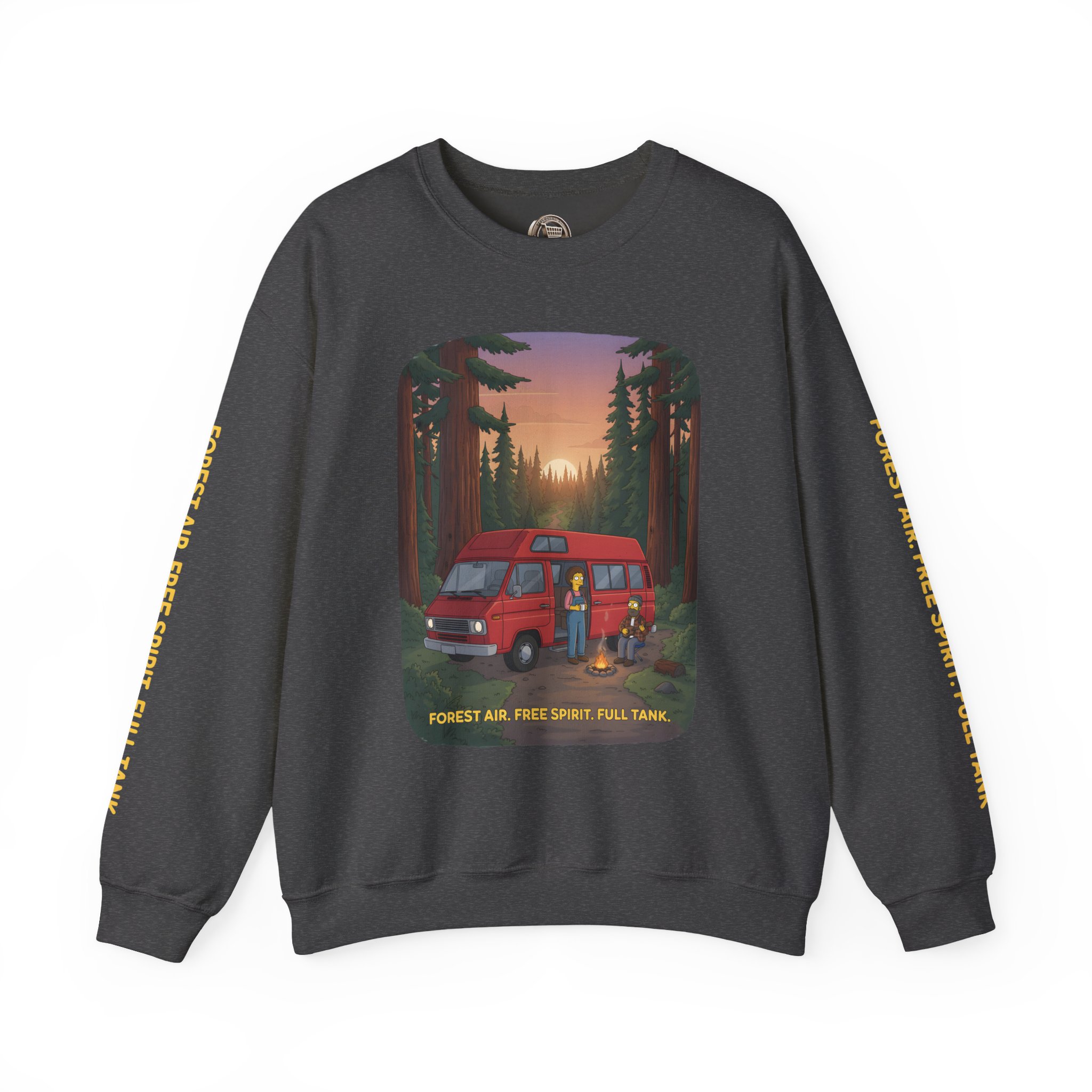 11281371213126593683_2048.jpeg Unisex Heavy Blend™ Crewneck Sweatshirt — "Forest Air Free Spirit Full Tank" Design Sitcom-Line