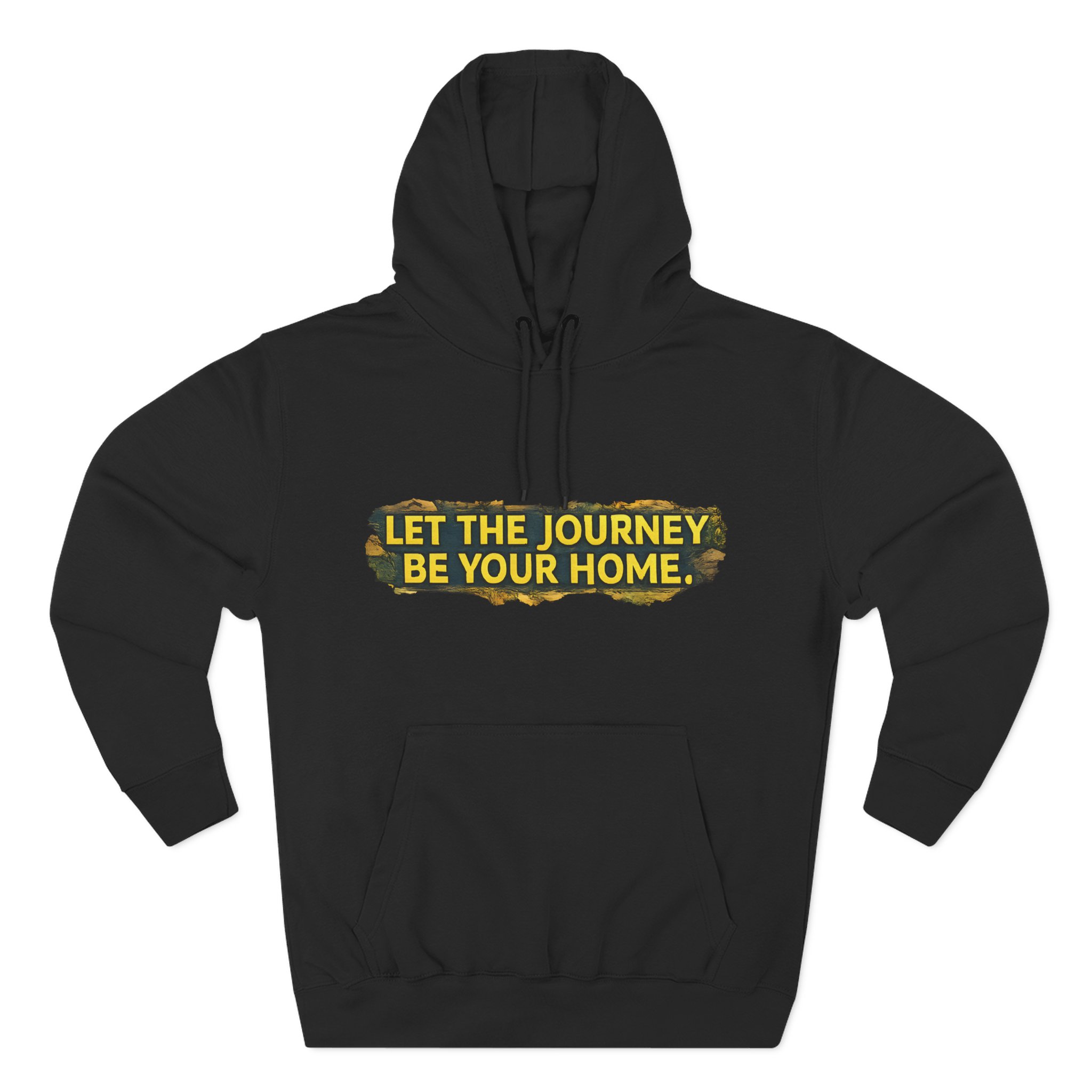 Three-Panel Fleece Hoodie - "Let The Journey Be Your Home" Design Cubic-Line