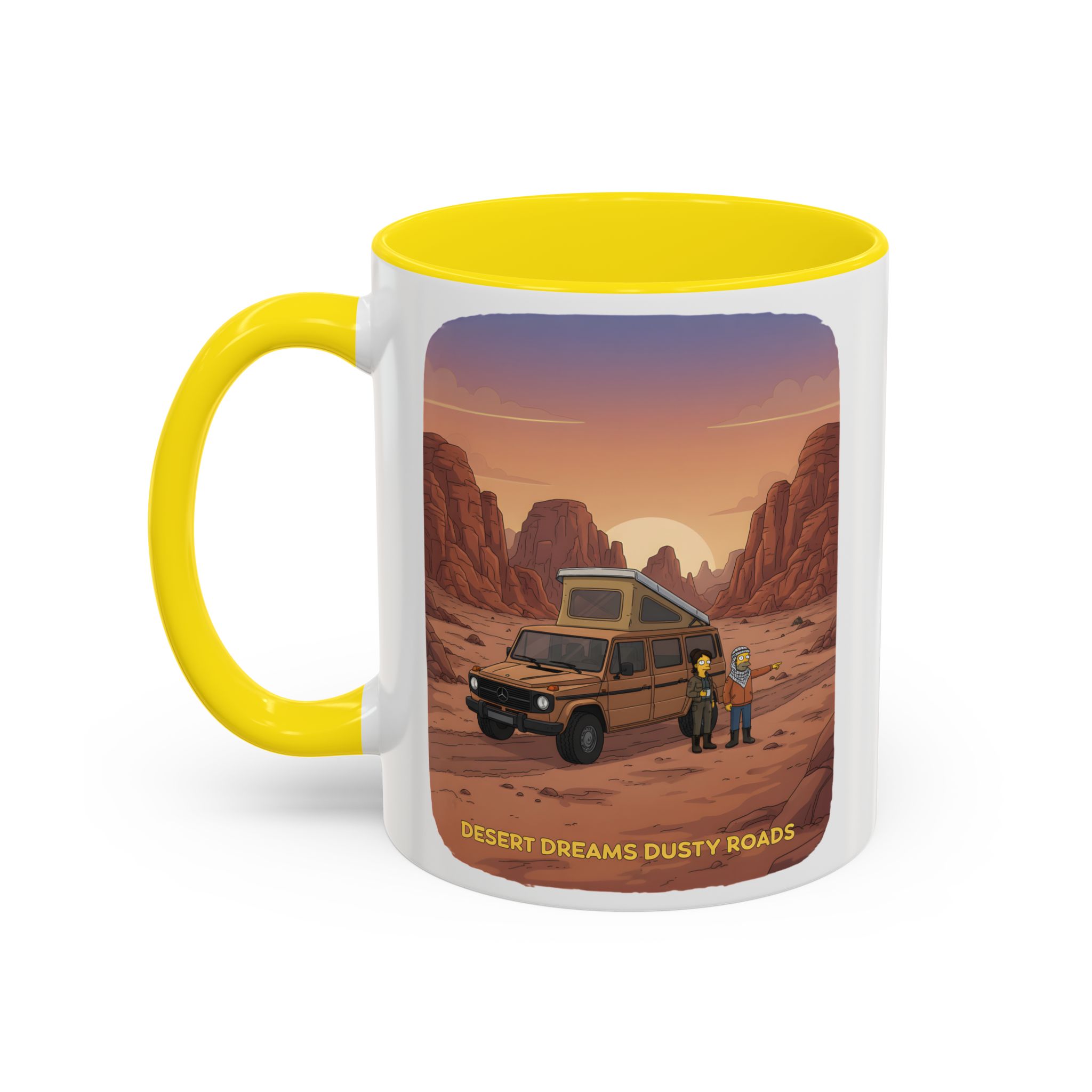 Accent Coffee Mug (11, 15oz) — "Desert Dreams Dusty Roads" Design Sitcom-Line