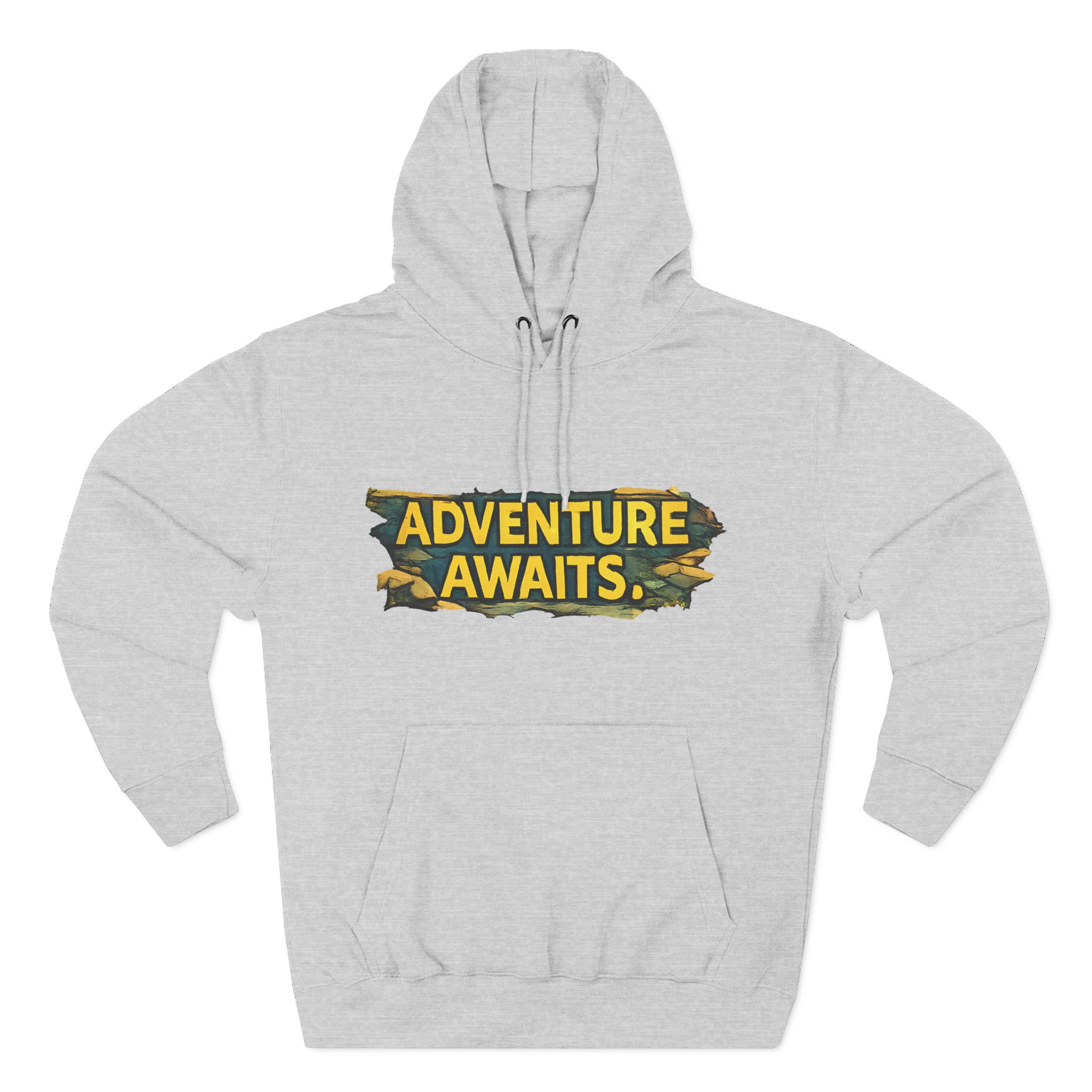 Three-Panel Fleece Hoodie - "Adventure Awaits" Design Cubic-Line