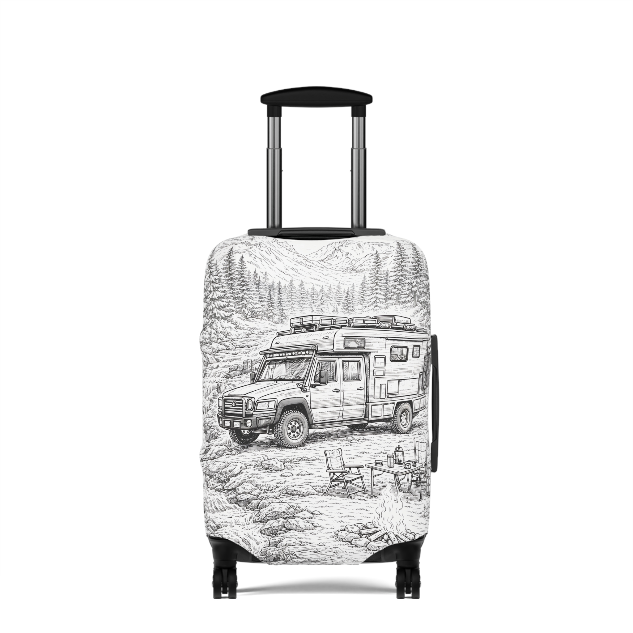 Luggage Cover — Adventure Camper Sketch Travel Suitcase