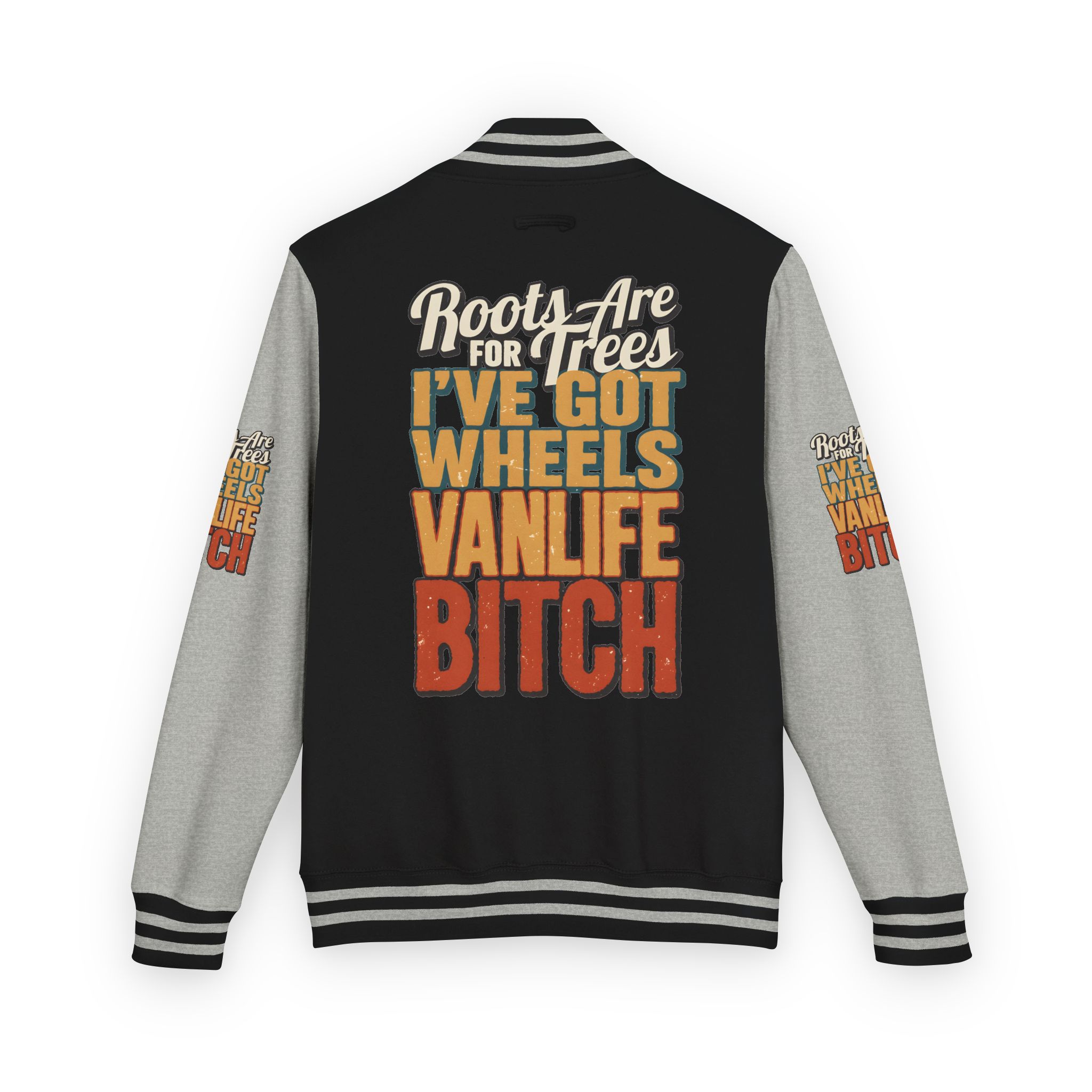 Unisex Heavyweight Letterman Jacket — "Roots Are For Trees" Design F**K-Line