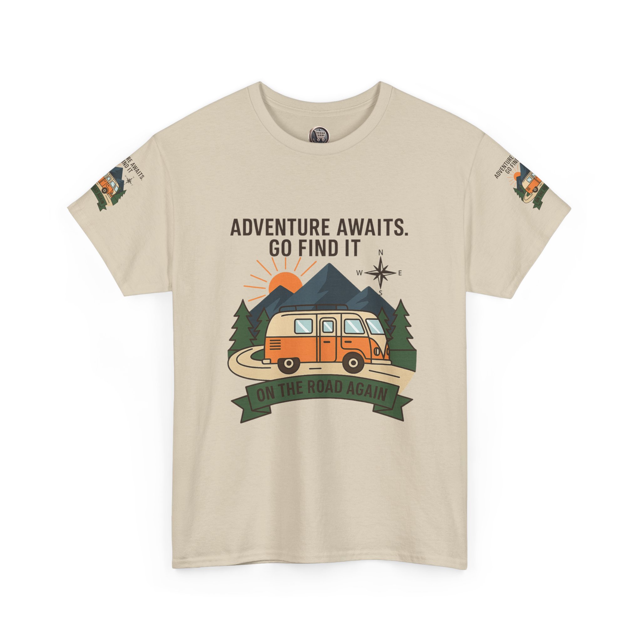 11305274017895452980_2048.jpeg Unisex Heavy Cotton Tee — 'Adventure Awaits. Go Find It' Camper Van T‑Shirt