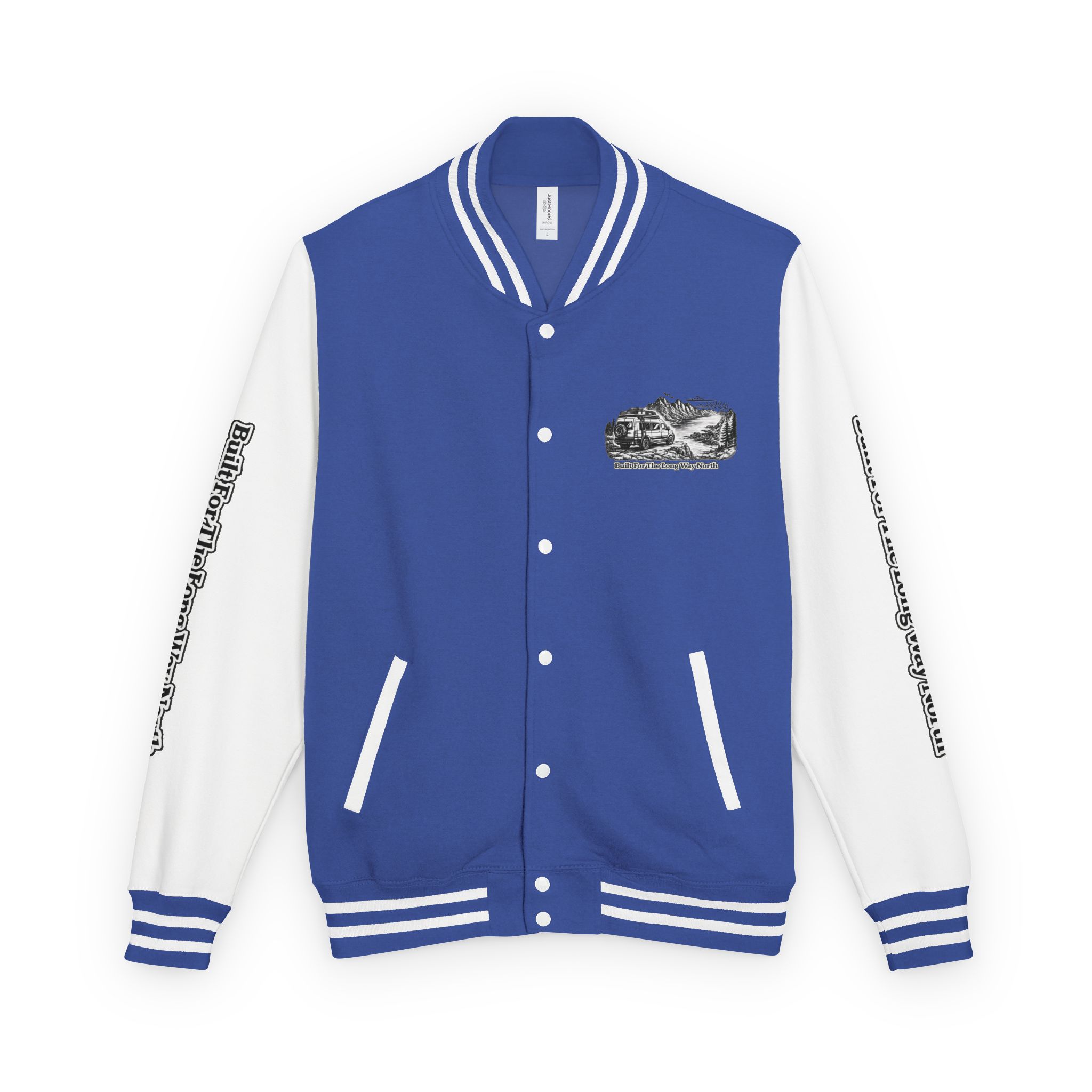 Unisex Heavyweight Letterman Jacket — "Built For The Long Way North" Travel Varsity Coat