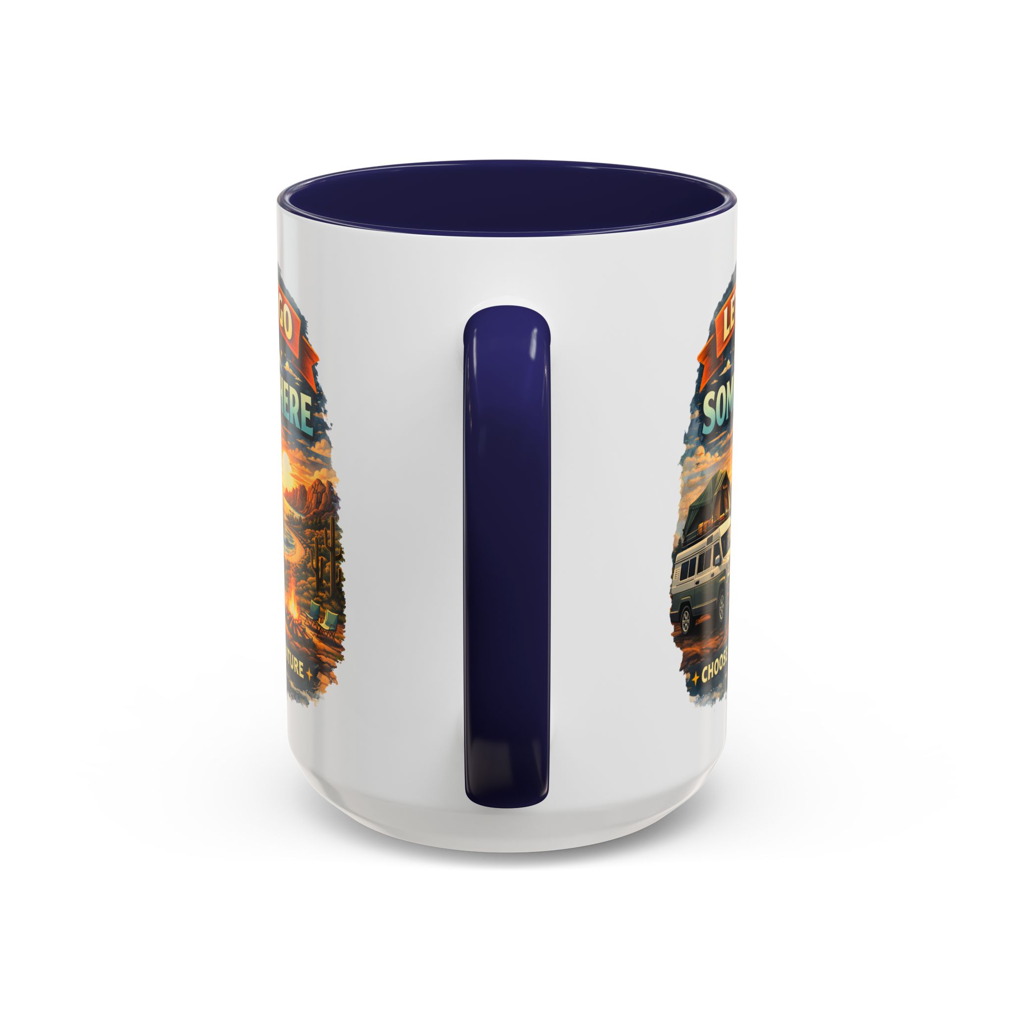 Accent Coffee Mug (11, 15oz) — "Lets Go Somewhere" Design Scenic-Line