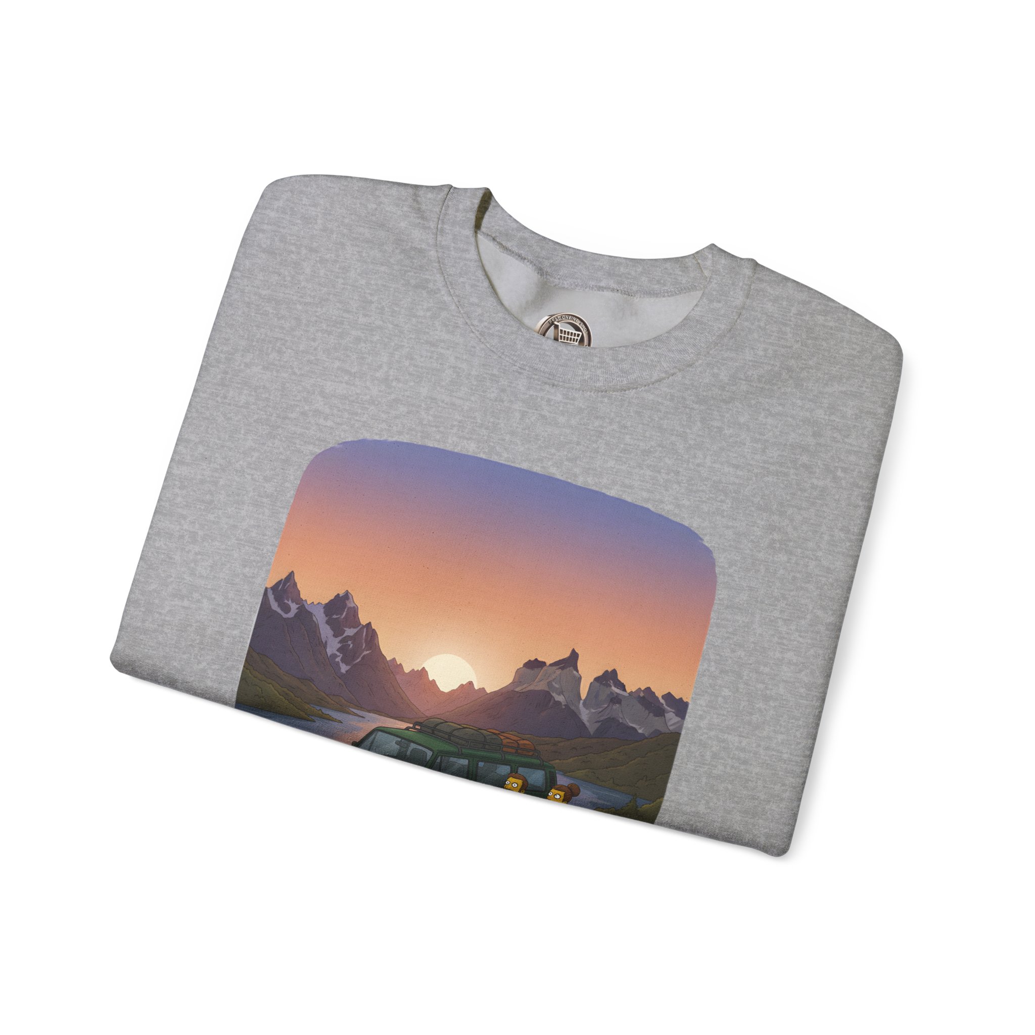 Unisex Heavy Blend™ Crewneck Sweatshirt — "Adventure Awaits-Go Find It" Design Sitcom-Line