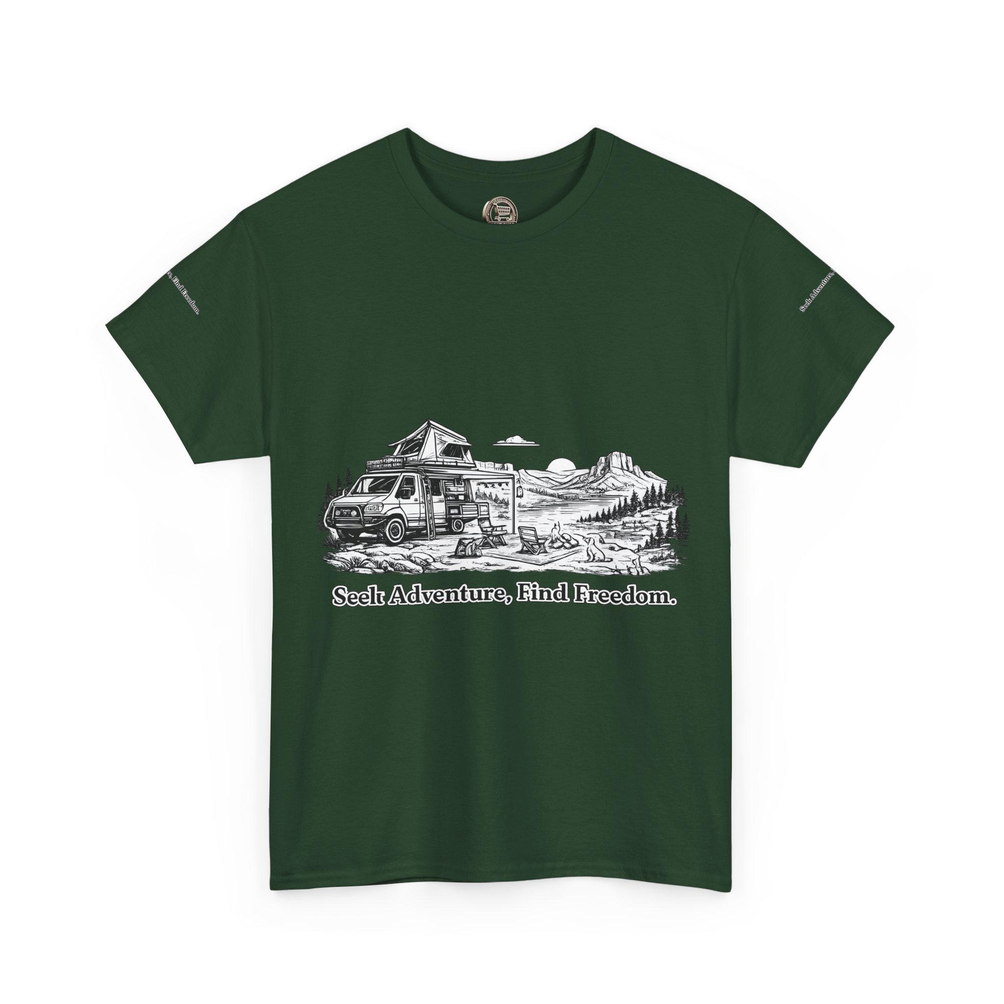 11318110468315603876_2048.jpeg Unisex Heavy Cotton Tee — "Seek Adventure, Find Freedom" Design Minimal-Line