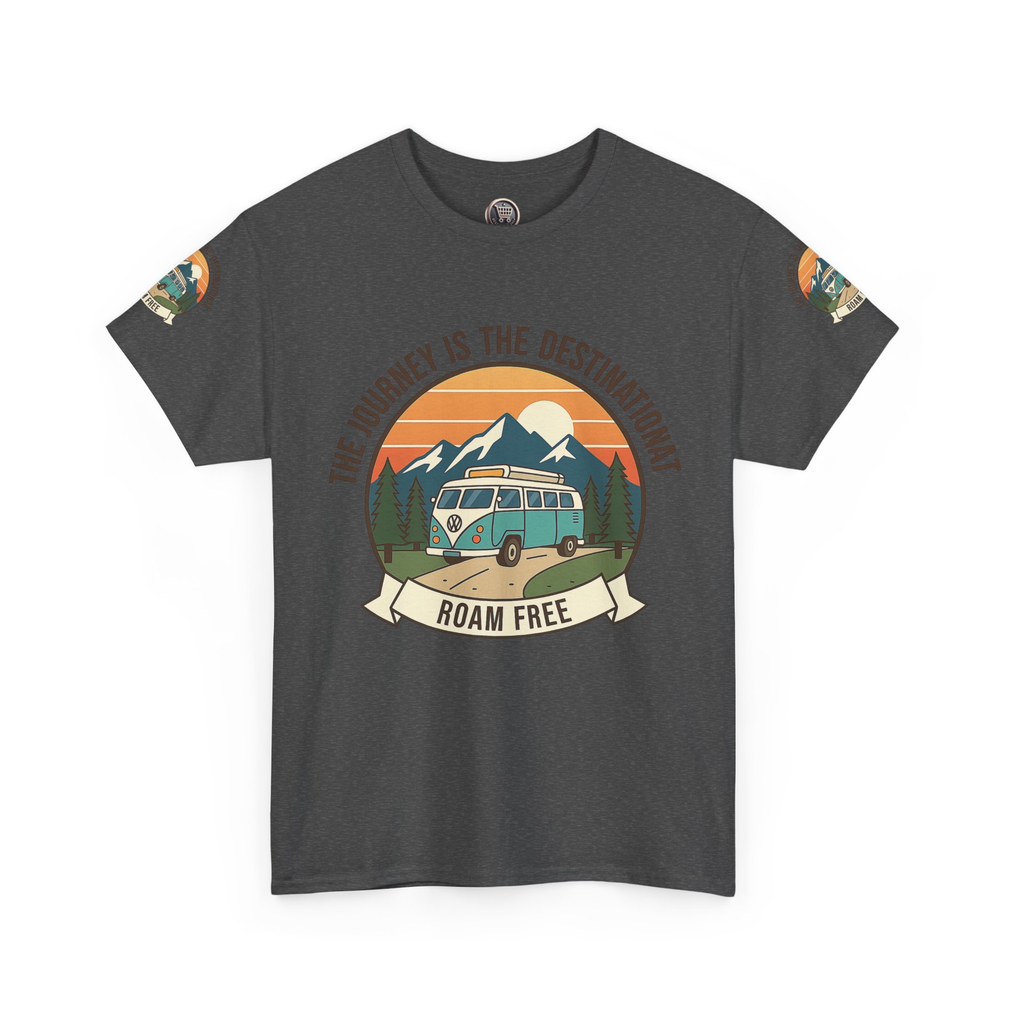 Unisex Heavy Cotton Tee — "The Journey Is The Destination" Roam Free Travel Shirt