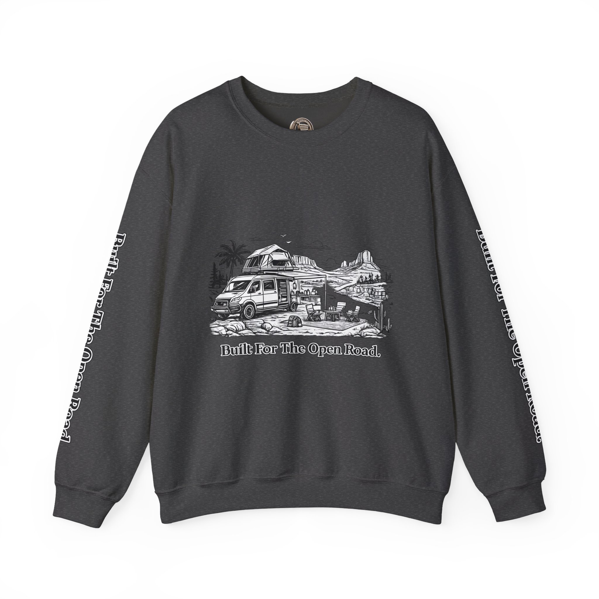 1132467253634576275_2048.jpeg Unisex Heavy Blend™ Crewneck Sweatshirt — "Built For The Open Road" Design Minimal-Line