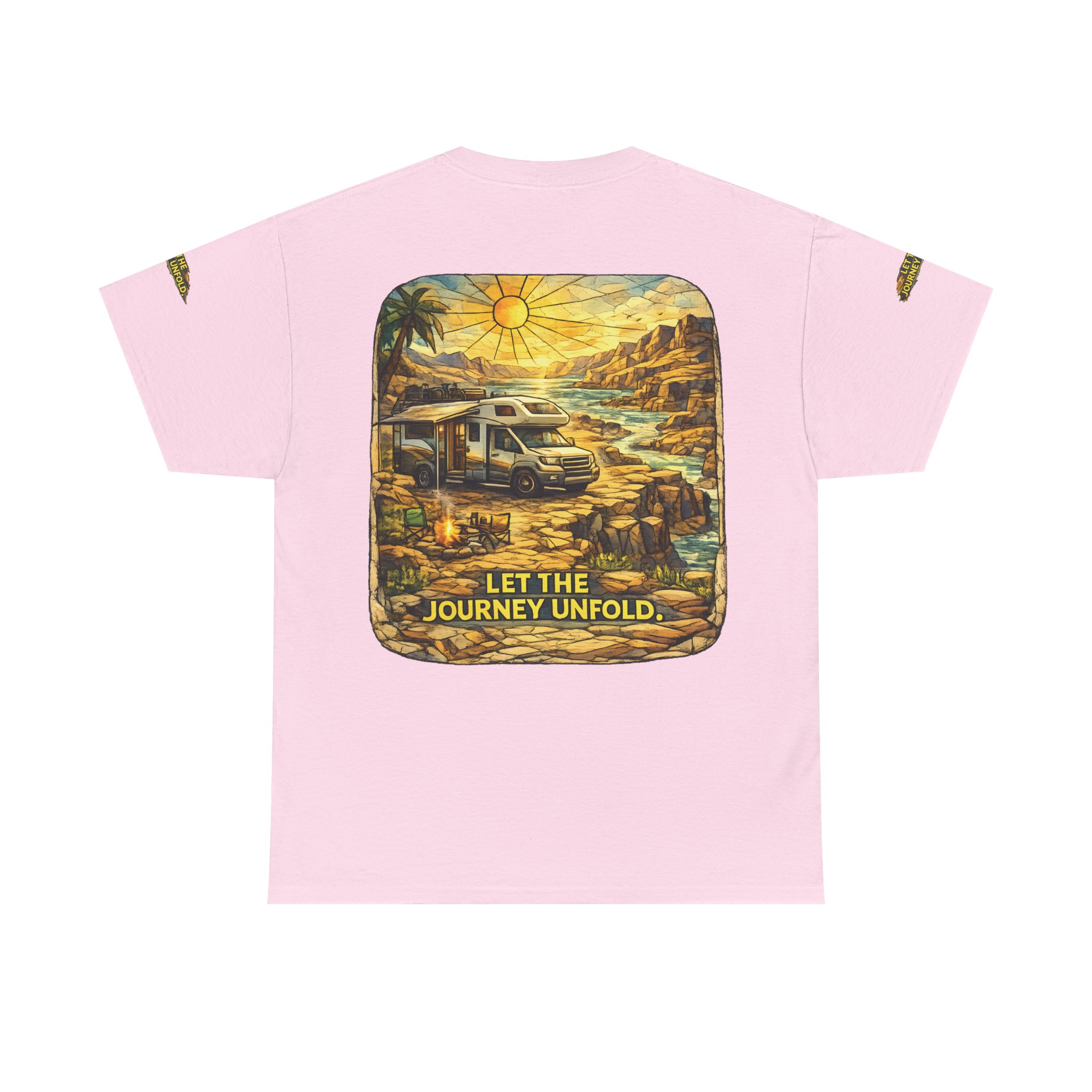 Unisex Heavy Cotton Tee — "Let The Journey Unfold" Design Cubic-Line