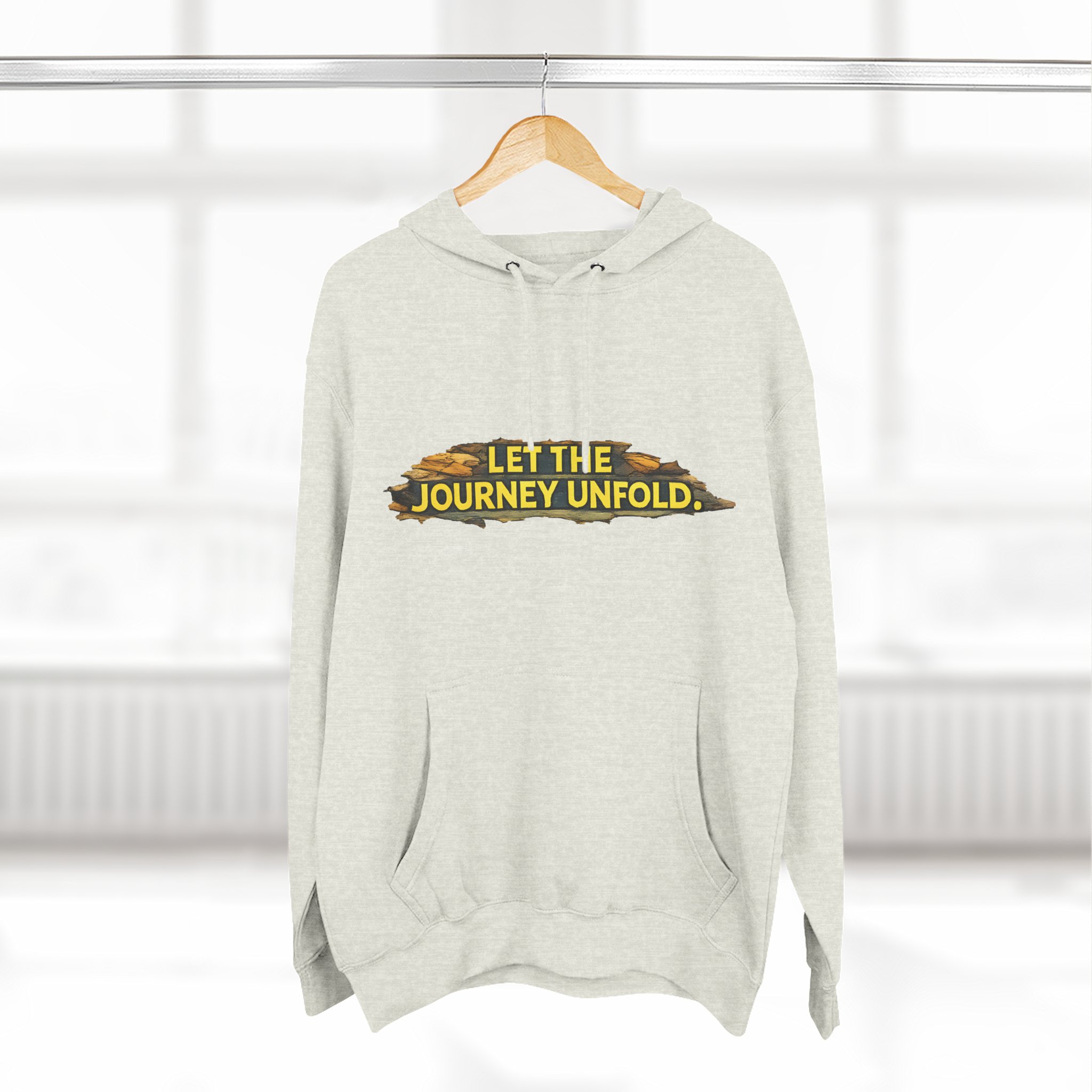 Three-Panel Fleece Hoodie - "Let The Journey Unfold" Design Cubic-Line