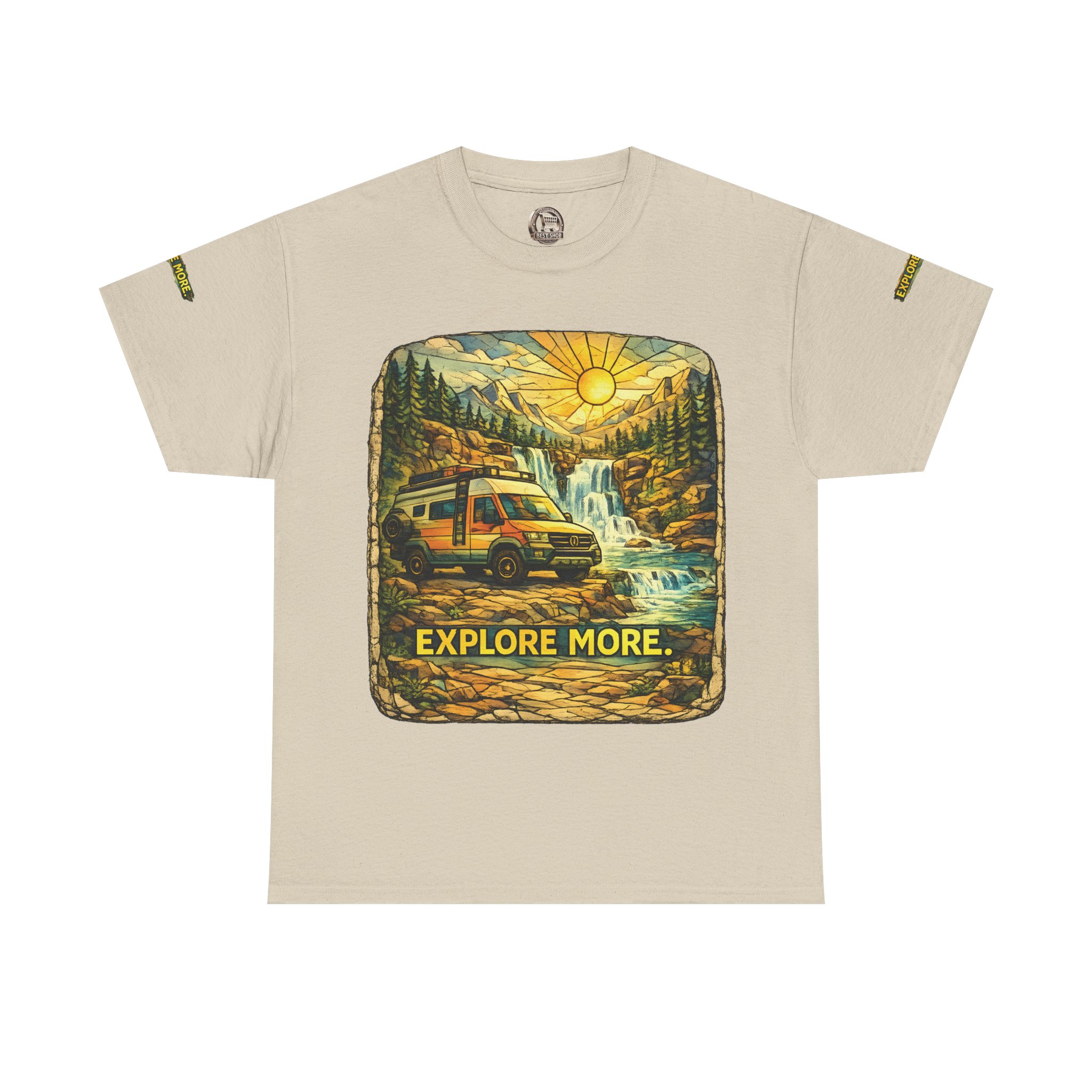 Unisex Heavy Cotton Tee — "Explore More" Design Cubic-Line