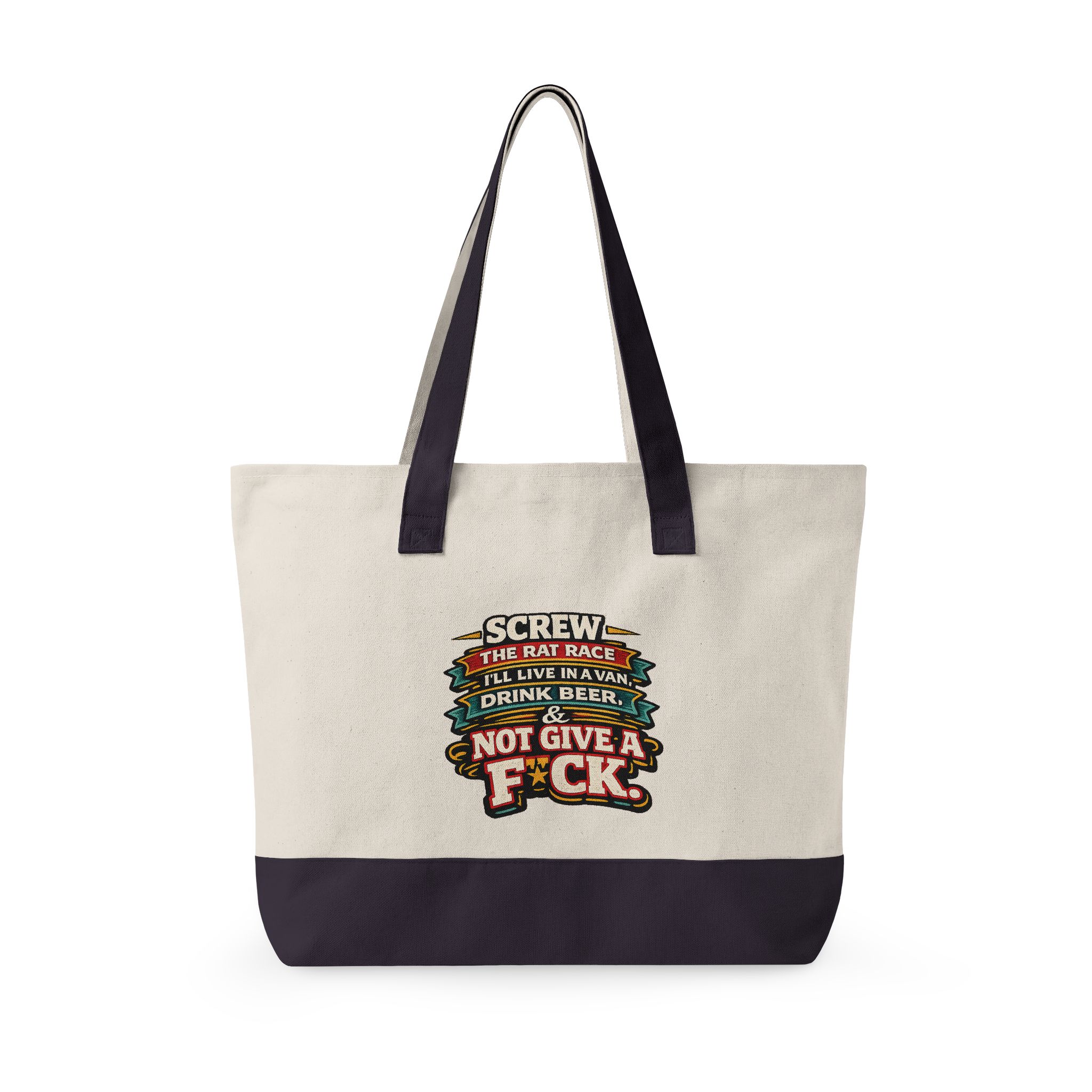 Zippered Canvas Tote — "Screw The Rat Race" (Design F**K-Line)