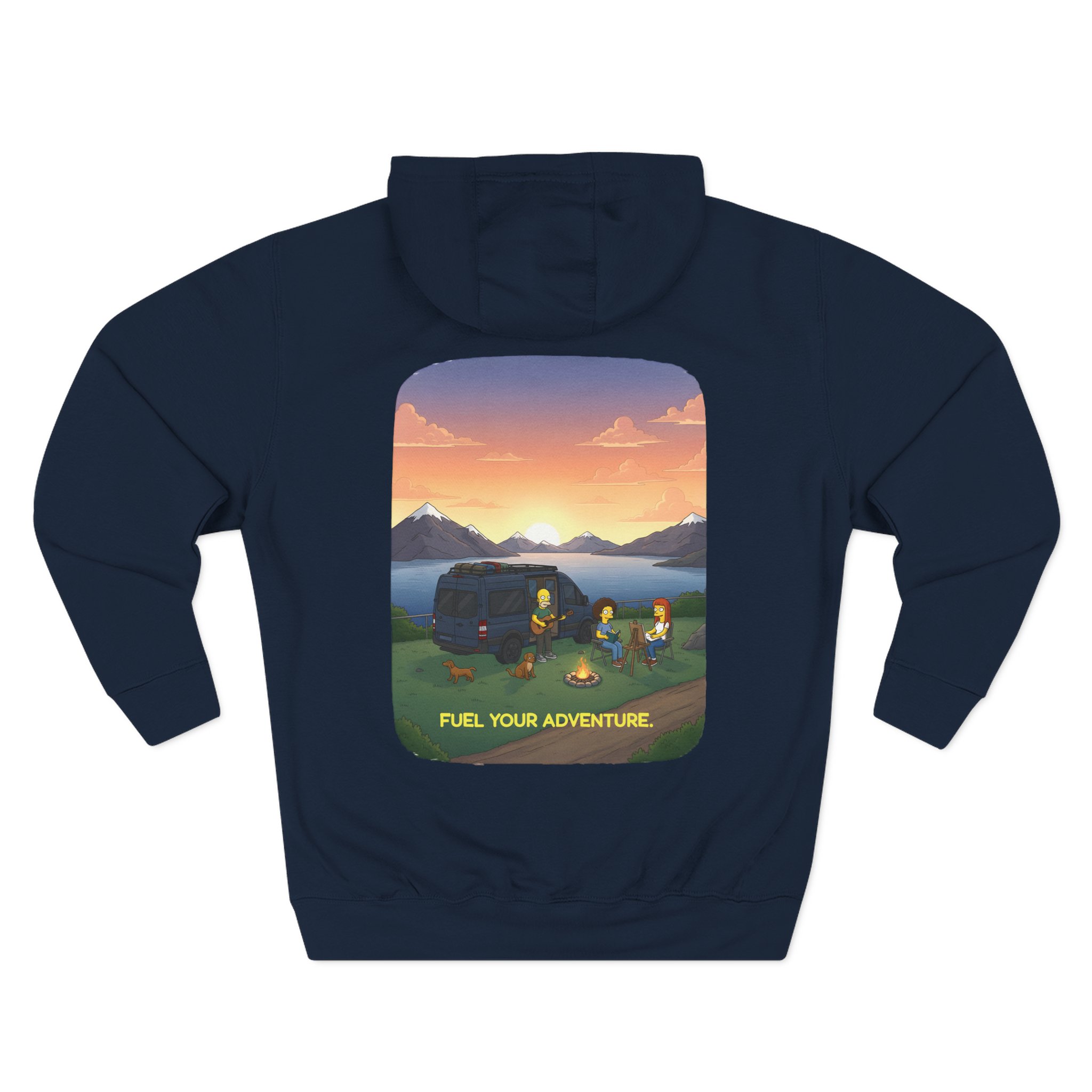 Three-Panel Fleece Hoodie - "Fuel Your Adventure" Design Sitcom-Line