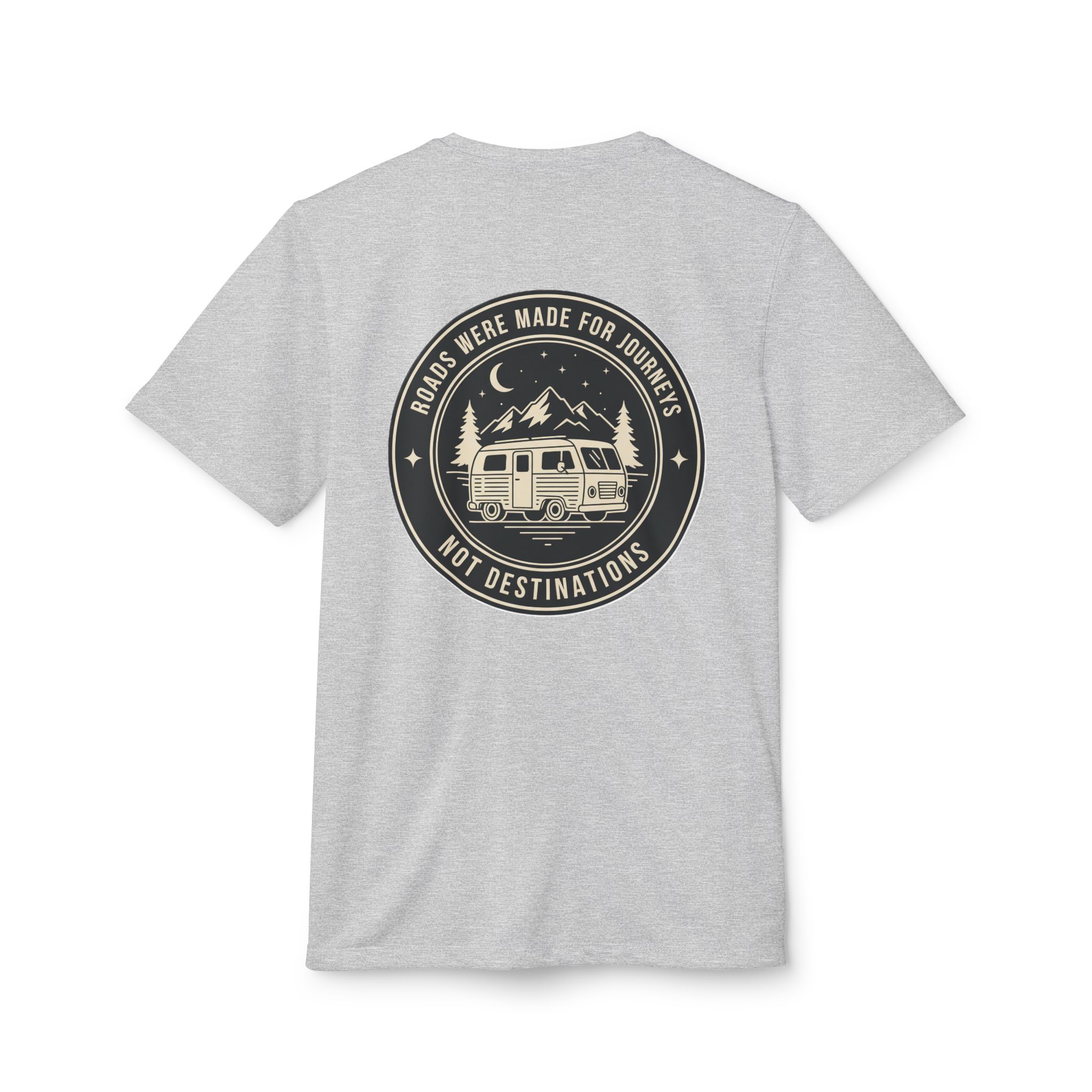 T-Shirt(Adidas) — 'ROAD WHERE MADE FOR JOURNEYS-NOT DESTINATIONS' (font + back printed) Brand Adidas