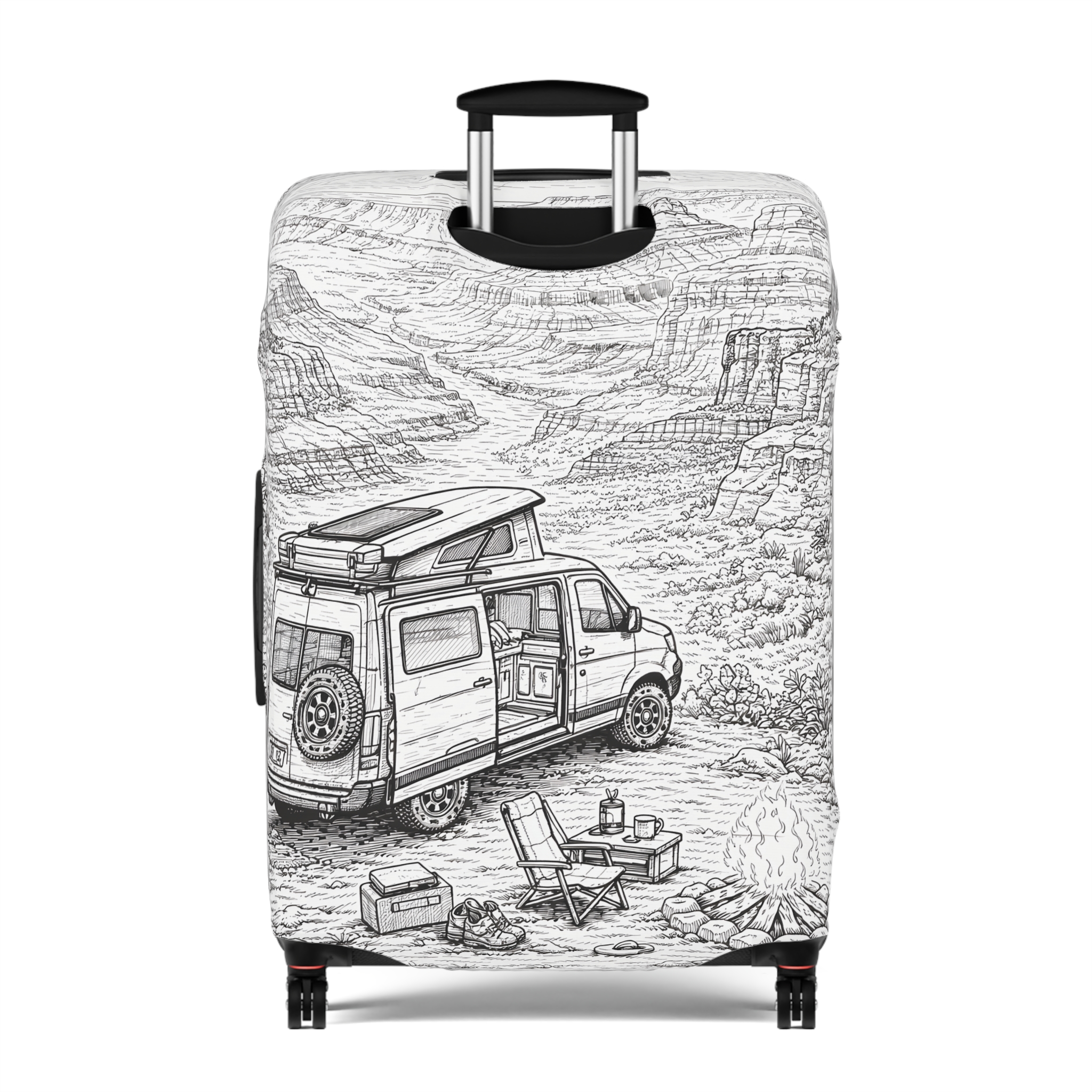 Luggage Cover — Adventure Camper Sketch Travel Suitcase