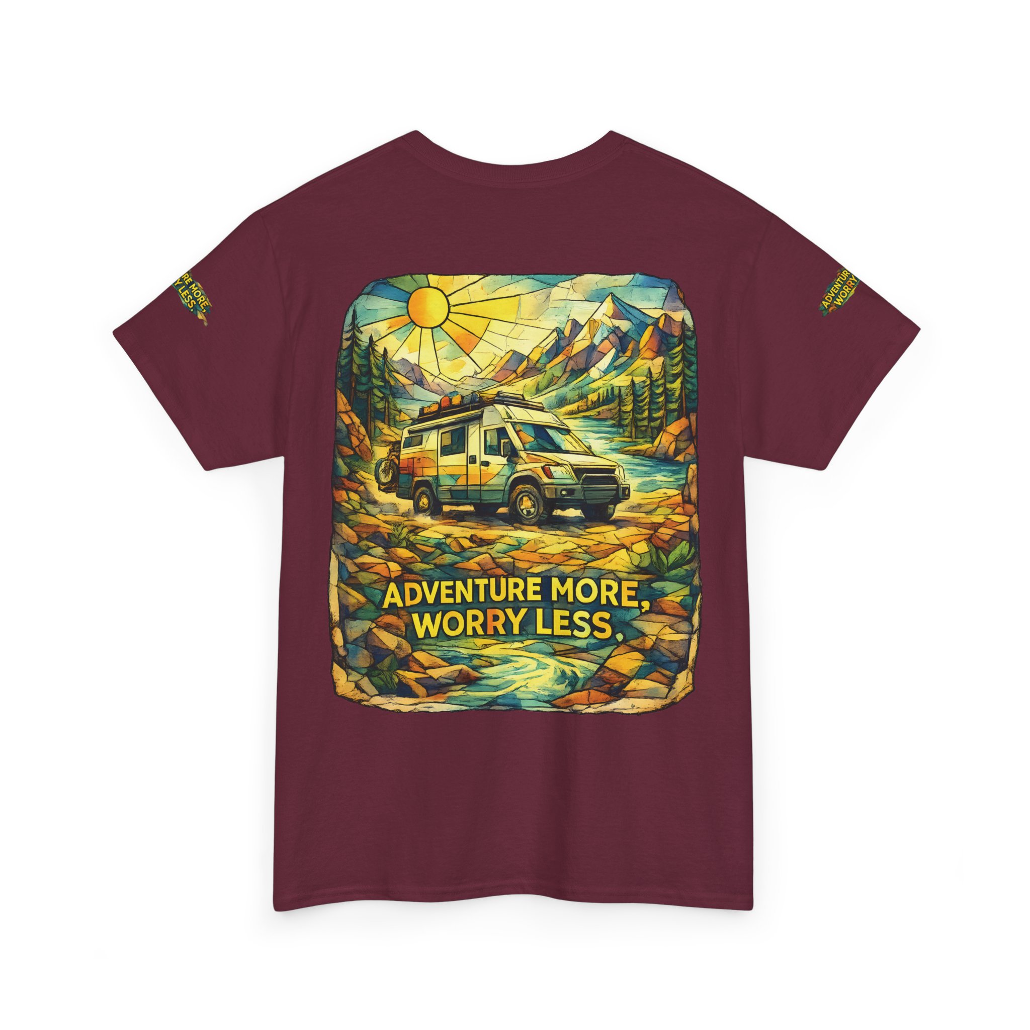 11339551190657445002_2048.jpeg Unisex Heavy Cotton Tee — "Adventure More Worry Less" Design Cubic-Line
