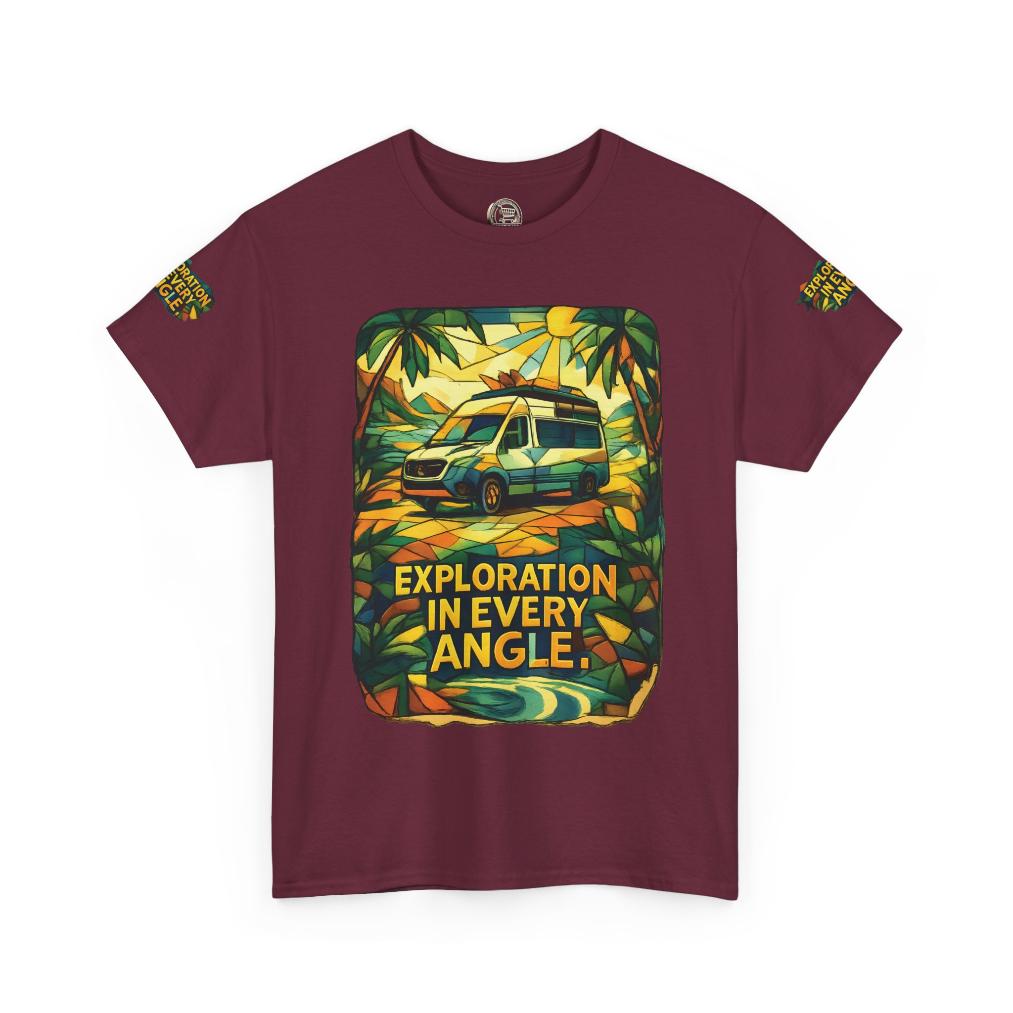 Unisex Heavy Cotton Tee — "Exploration In Every Angle" Design Cubic-Line