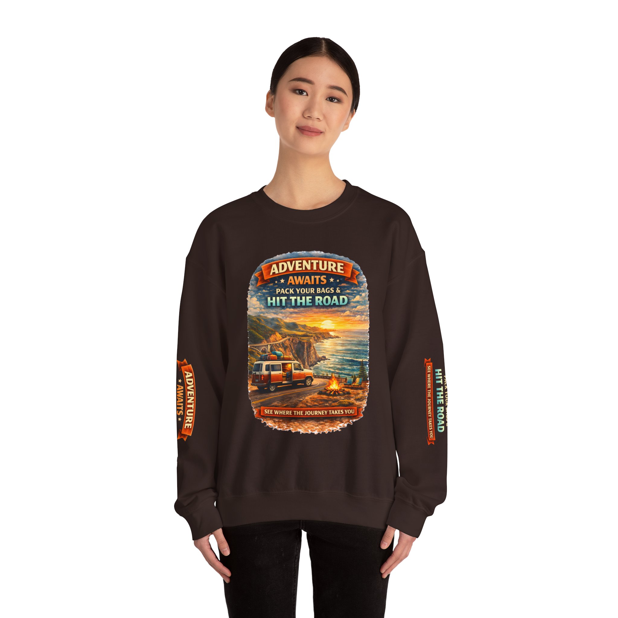 11341165341579625826_2048.jpeg Unisex Heavy Blend™ Crewneck Sweatshirt — "Adventure Awaits-Pack Your Bags" Design Scenic-Line