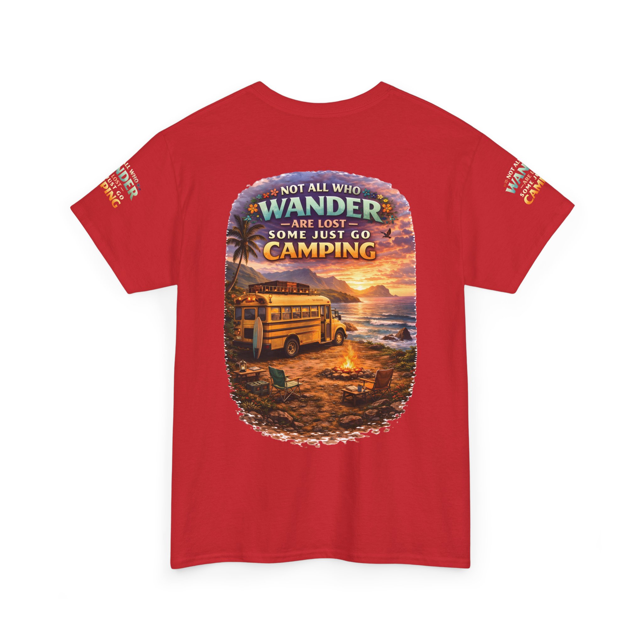 Unisex Heavy Cotton Tee — "Not All Who Wander Are Lost" Design Scenic-Line