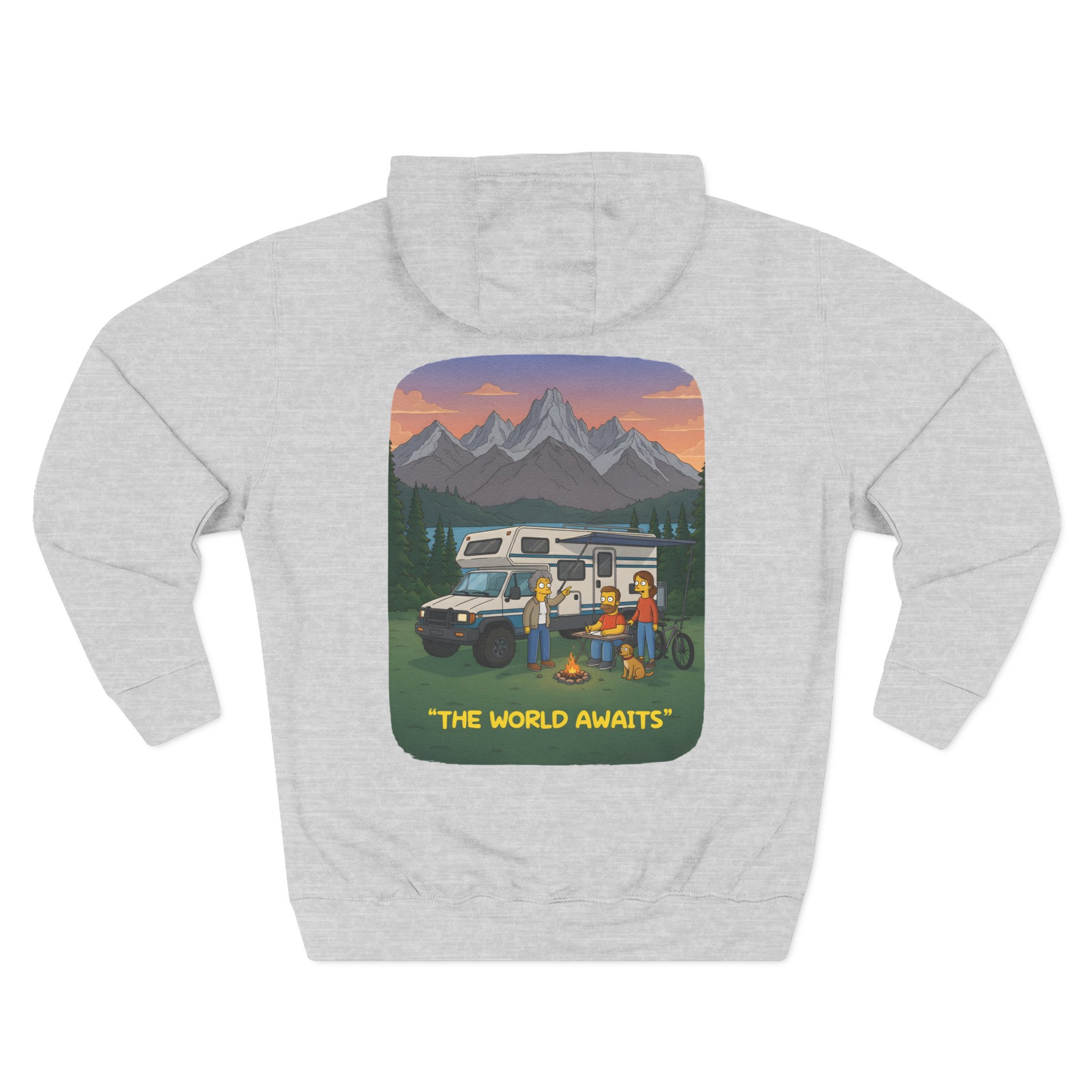 Three-Panel Fleece Hoodie - "The World Awaits" Design Sitcom-Line