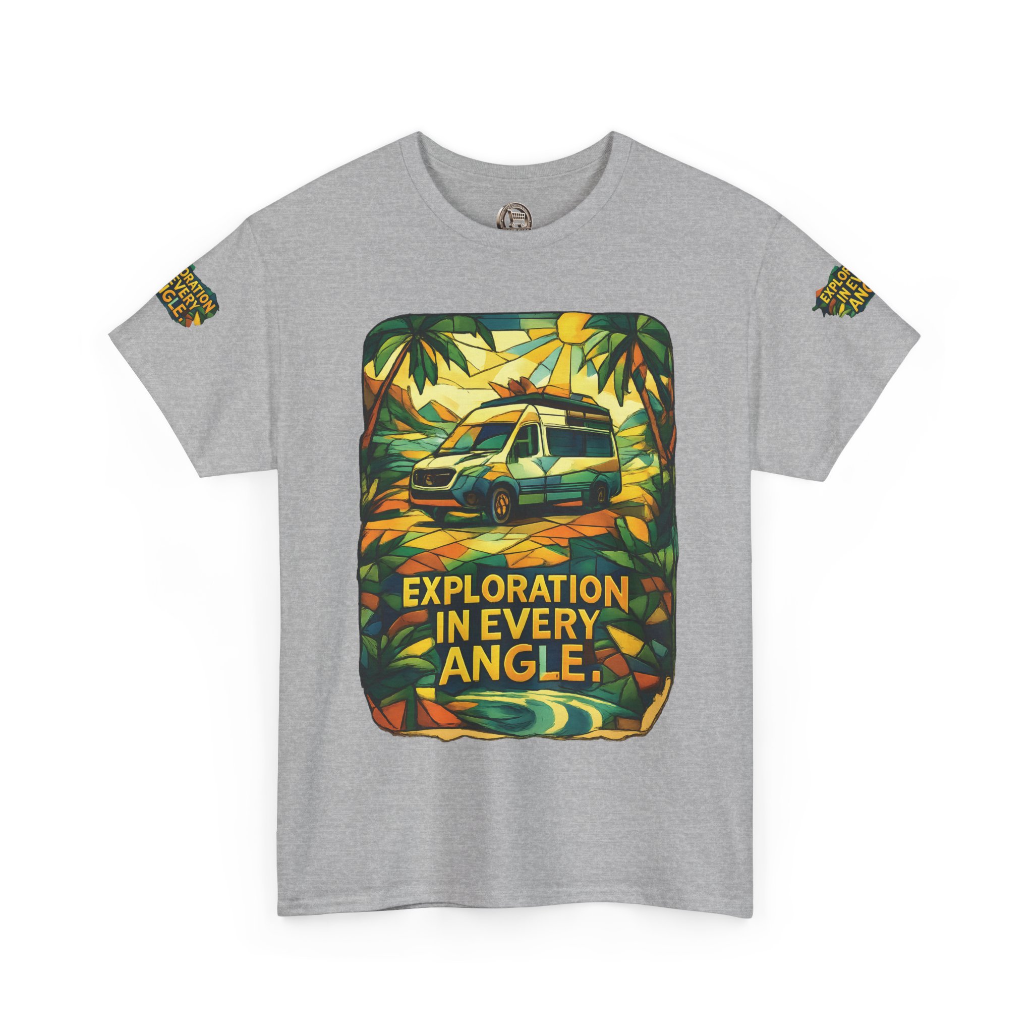 Unisex Heavy Cotton Tee — "Exploration In Every Angle" Design Cubic-Line