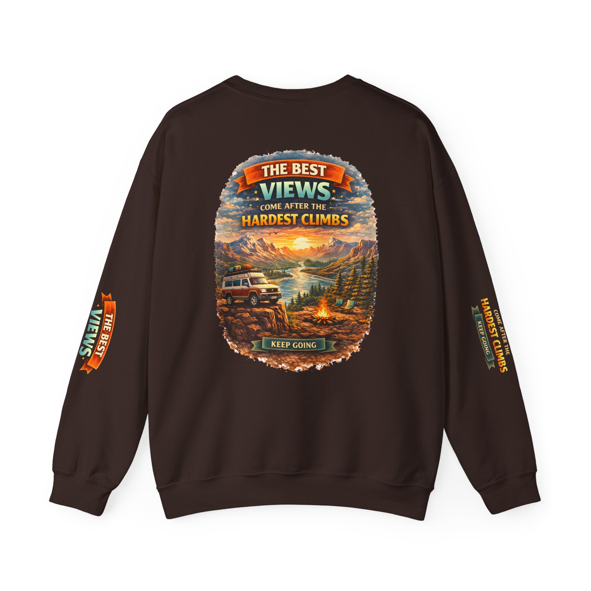 Unisex Heavy Blend™ Crewneck Sweatshirt — "The Best Views" Design Scenic-Line