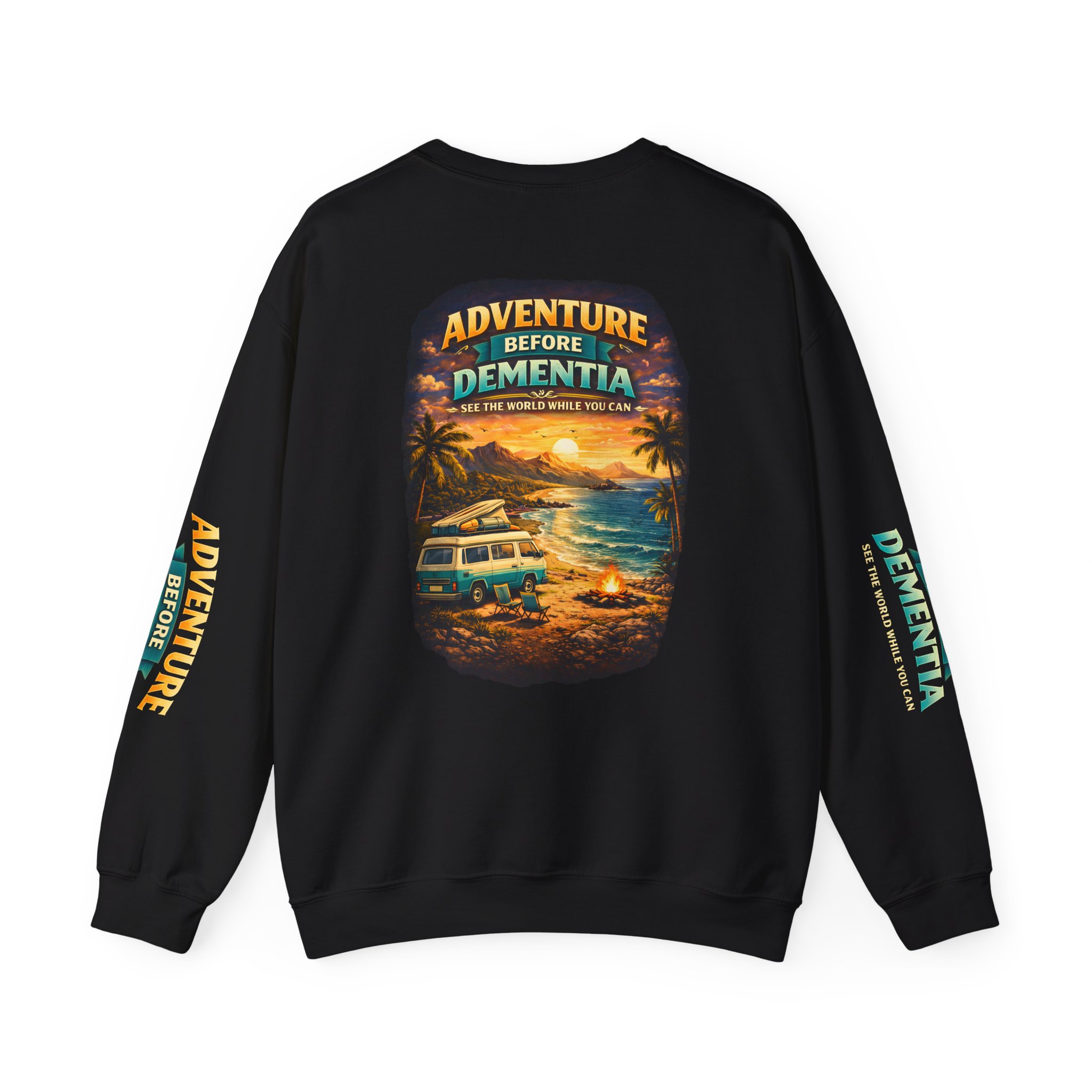 Unisex Heavy Blend™ Crewneck Sweatshirt — "Adventure Before Dementia" Design Scenic-Line