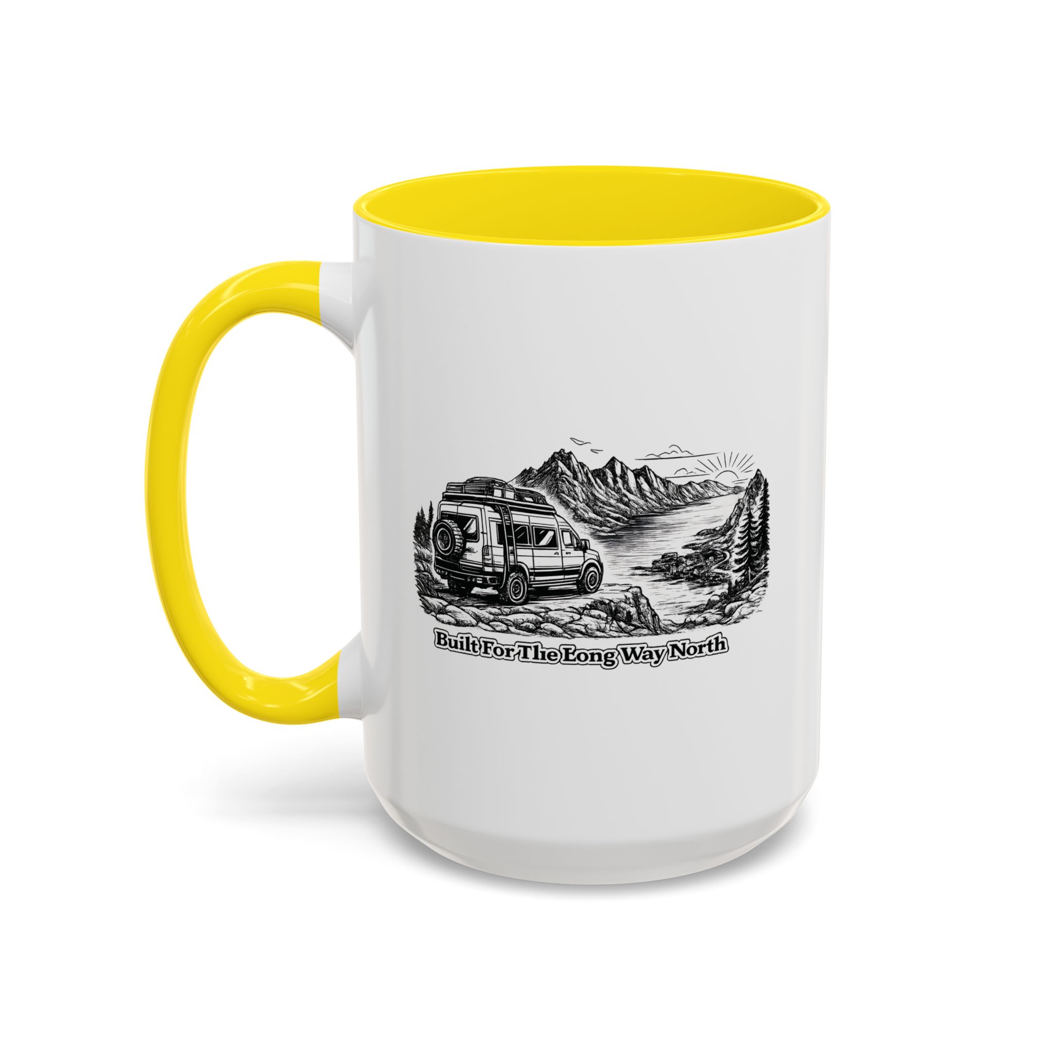 1135774414718707315_2048.jpeg Accent Coffee Mug (11, 15oz) — "Built For The Long Way North" Design Minimal-Line