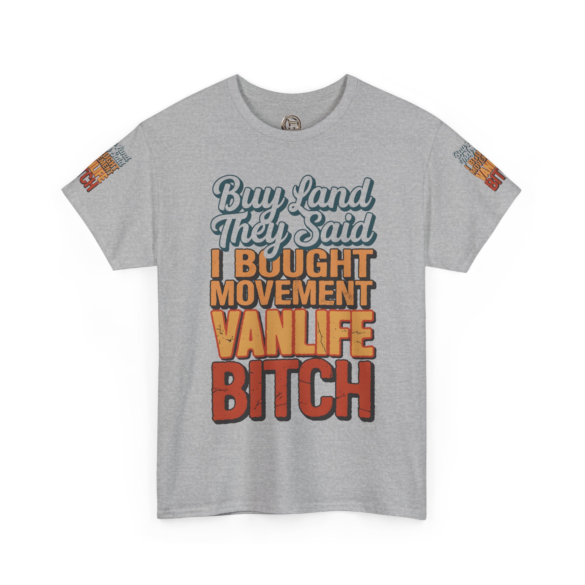 Unisex Heavy Cotton Tee — "Buy Land They Said" Design F**K-Line