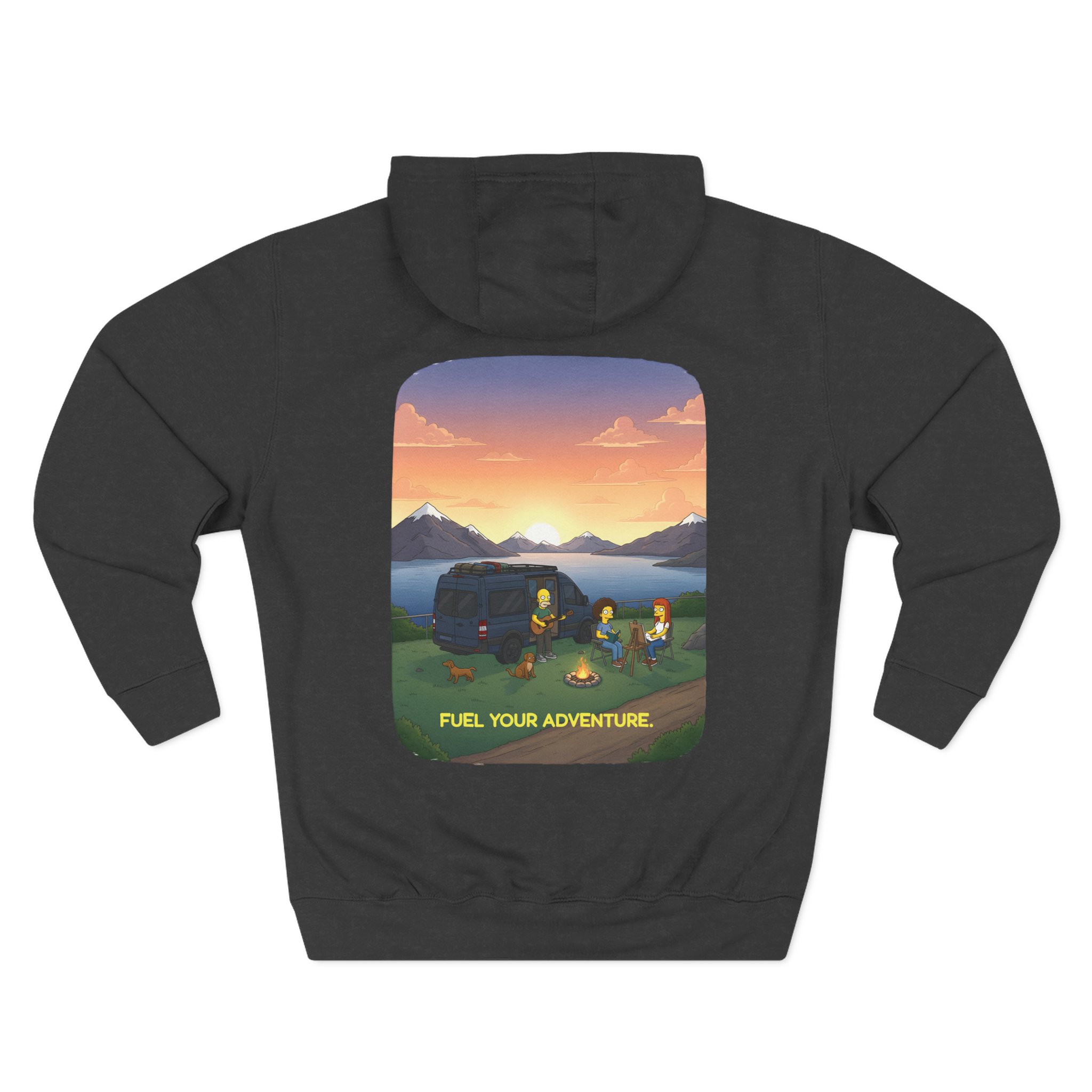 Three-Panel Fleece Hoodie - "Fuel Your Adventure" Design Sitcom-Line