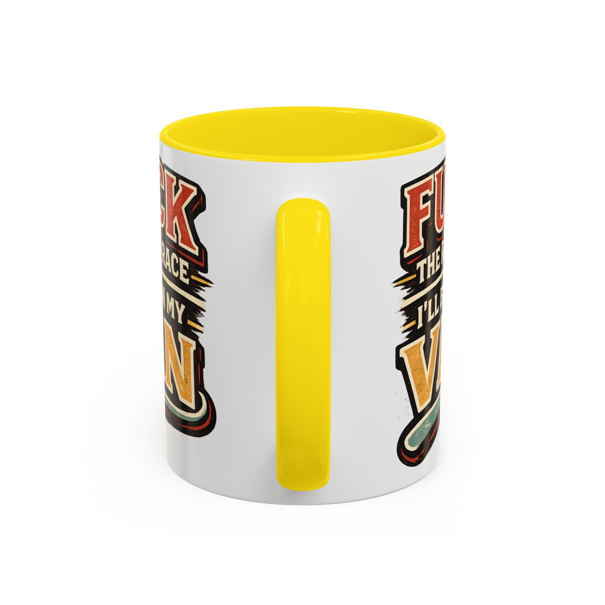 Accent Coffee Mug (11, 15oz) — "Fuck The Rat Race" Design F**K-Line