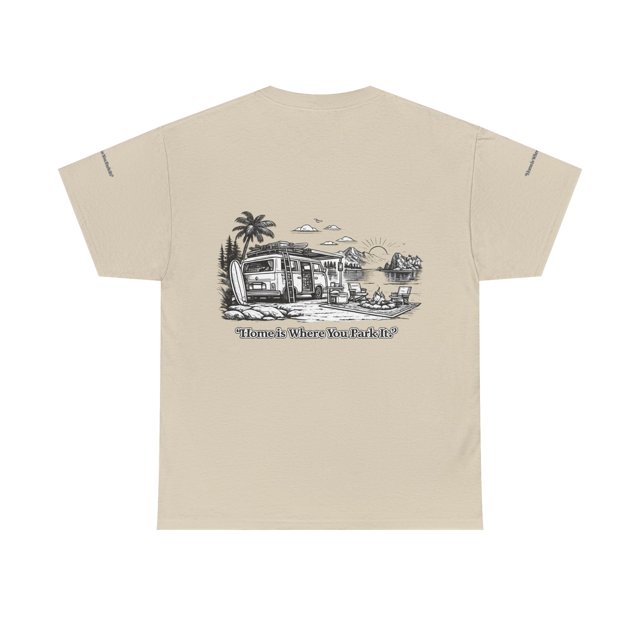 11370258229263352648_2048.jpeg Unisex Heavy Cotton Tee — "Home Is Where You Park It" Design Minimal-Line