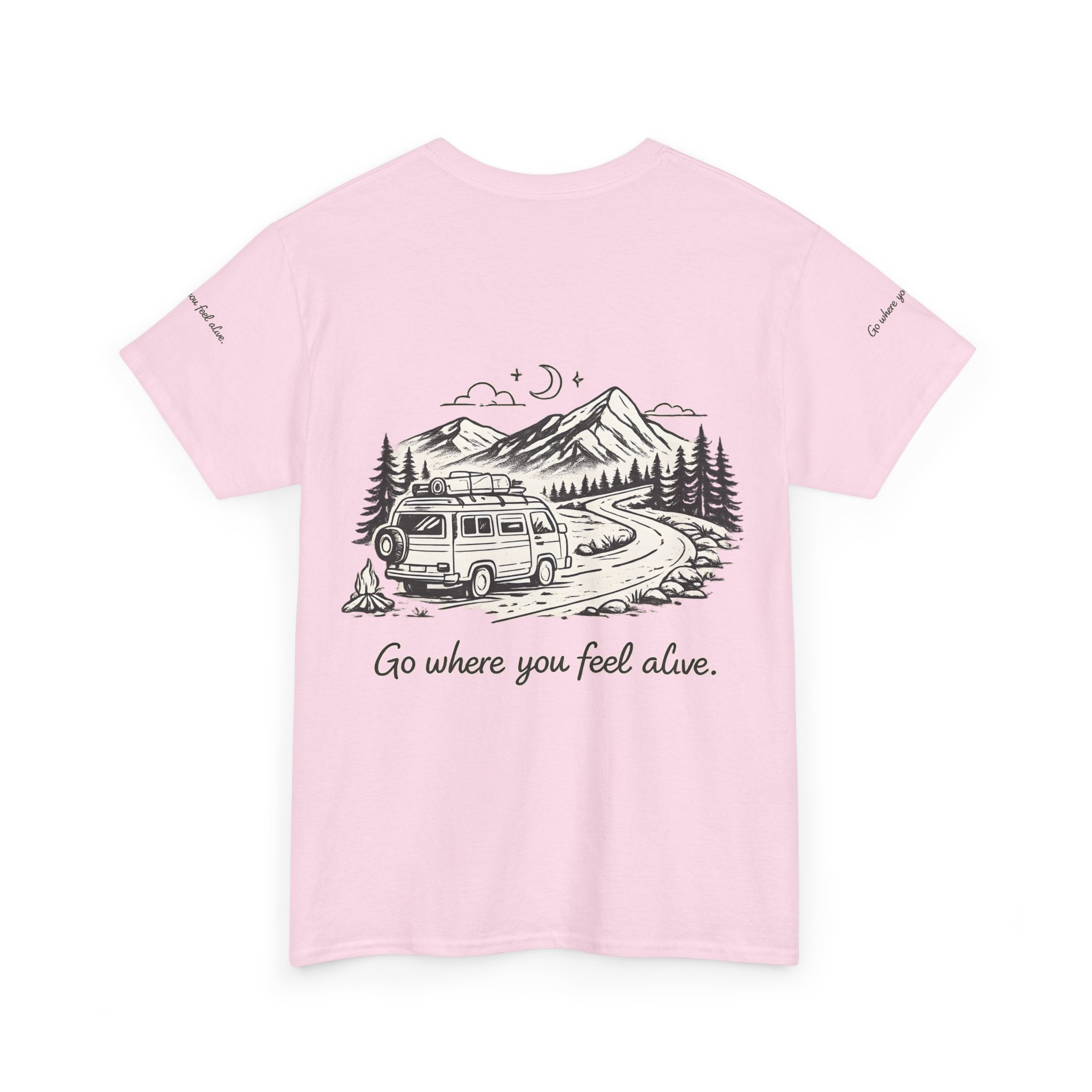 Unisex Heavy Cotton Tee — "Go Where You Feel Alive" Design Minimal-Line