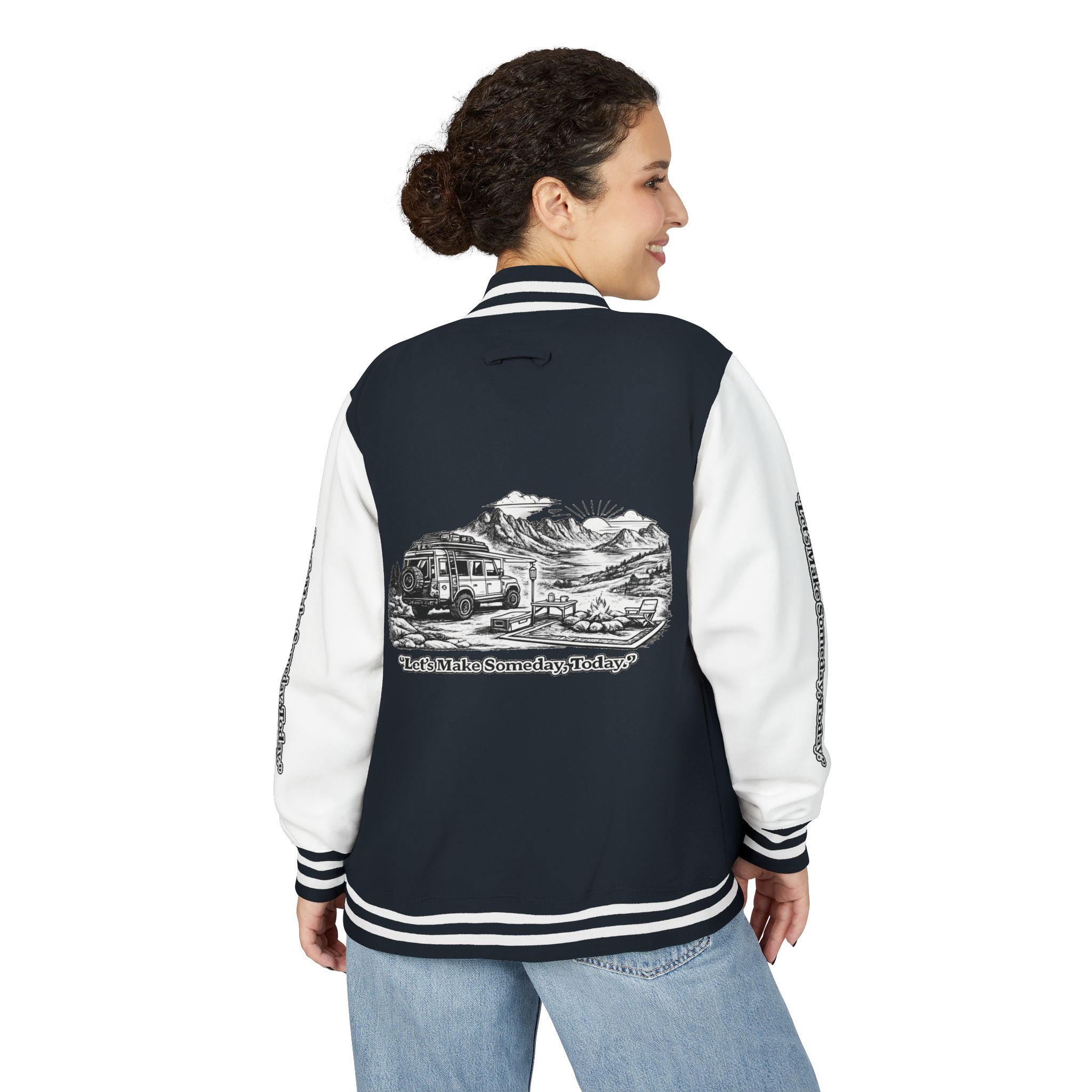 11375445762524897597_2048-1.jpeg Unisex Heavyweight Letterman Jacket — "Lets make Someday, Today?" Travel Varsity Coat