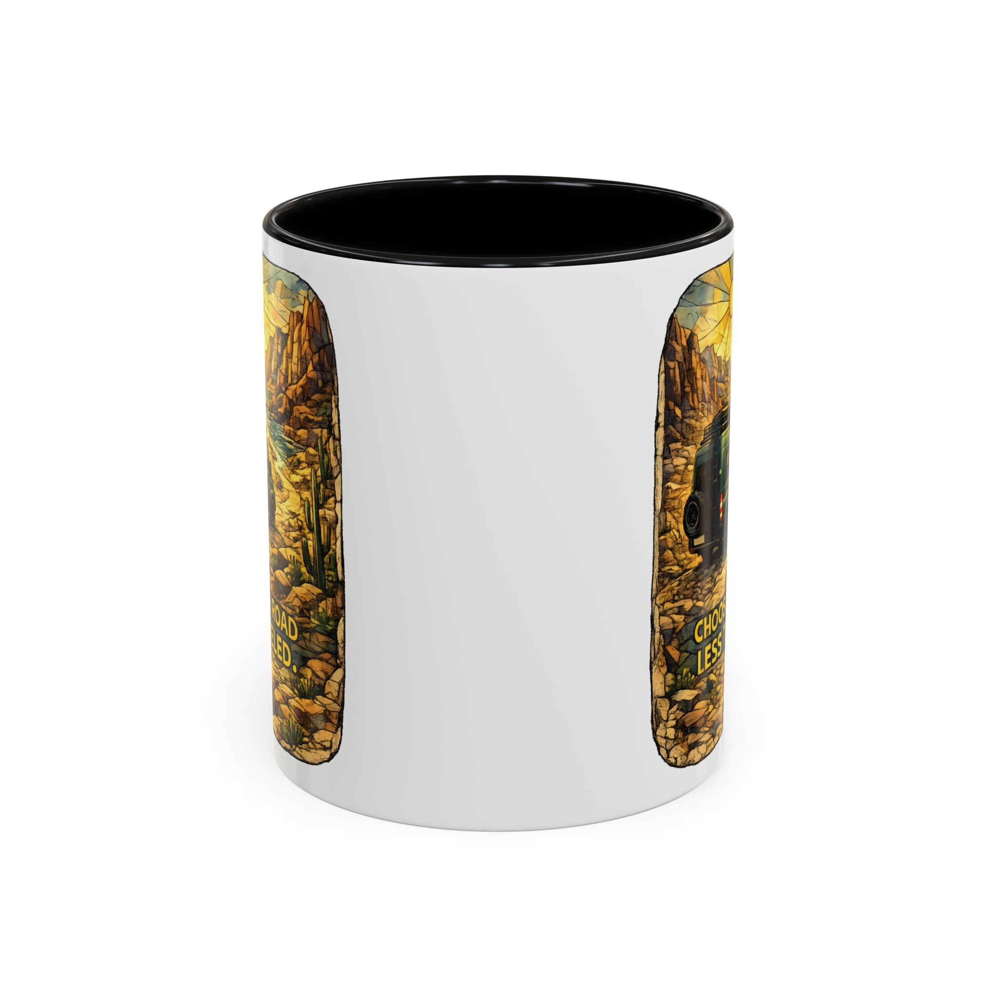 Accent Coffee Mug (11, 15oz) — "Choose The Road Less Traveled" Design Cubic-Line