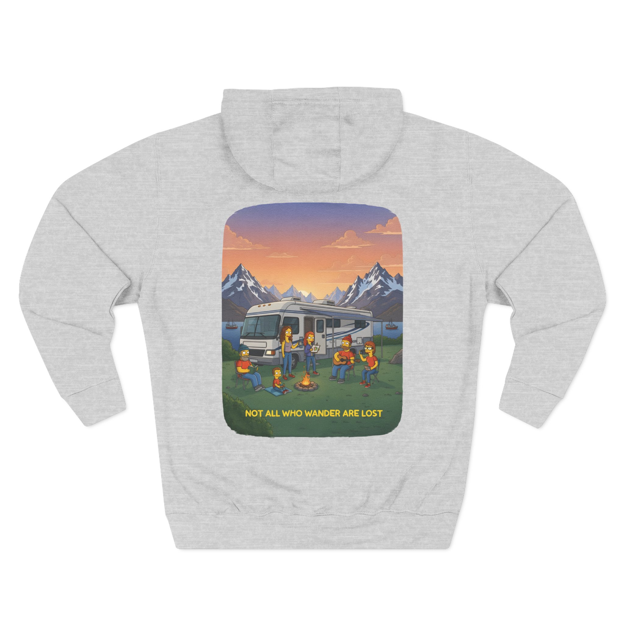 Three-Panel Fleece Hoodie - "Not All Who Wander Are Lost" Design Sitcom-Line